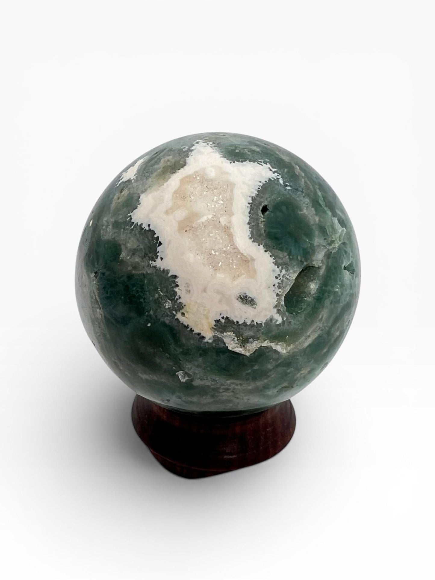 Ocean Jasper Sphere with Flower Orbs- Vein 1-2