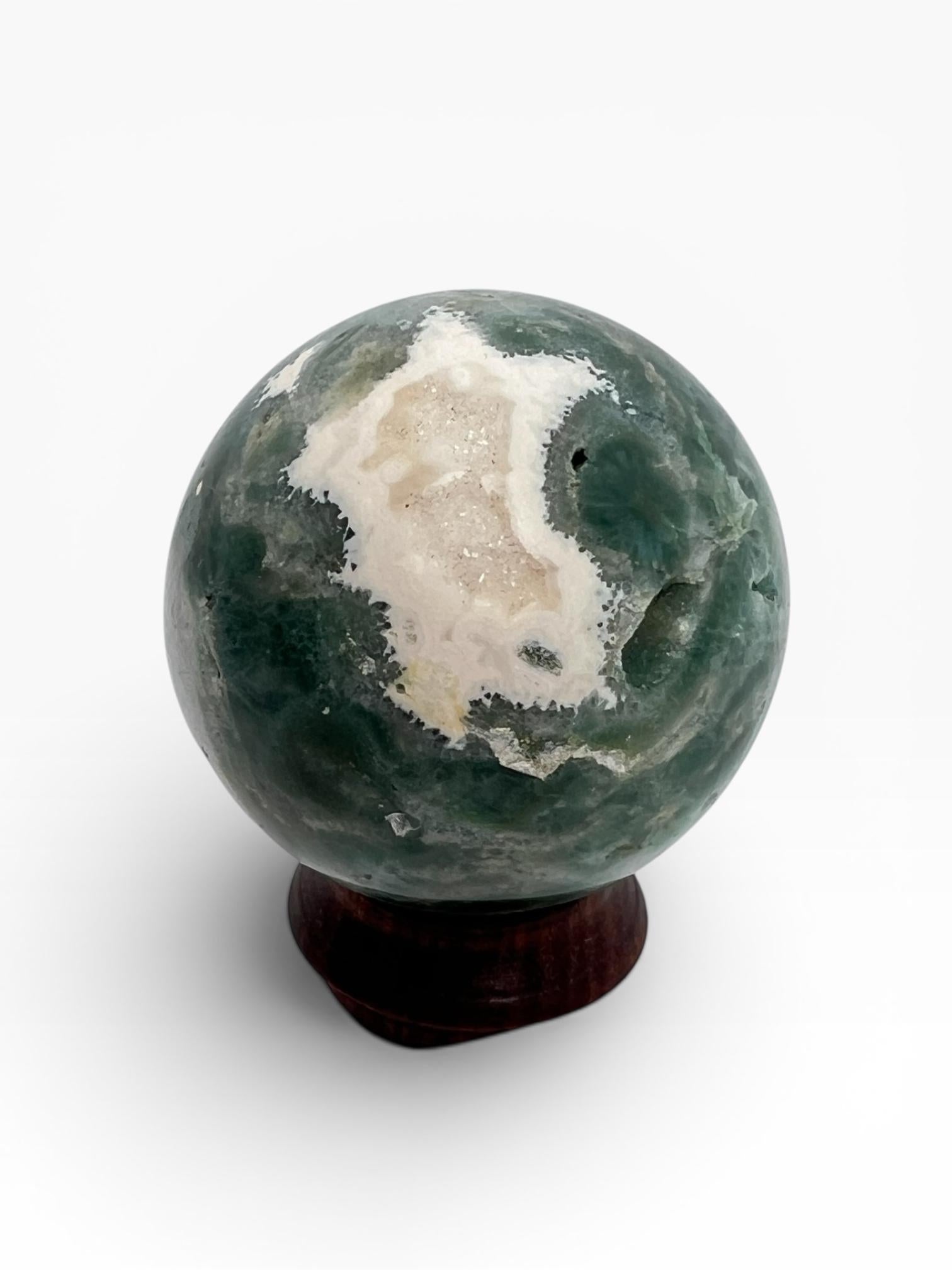Ocean Jasper Sphere with Flower Orbs- Vein 1-2