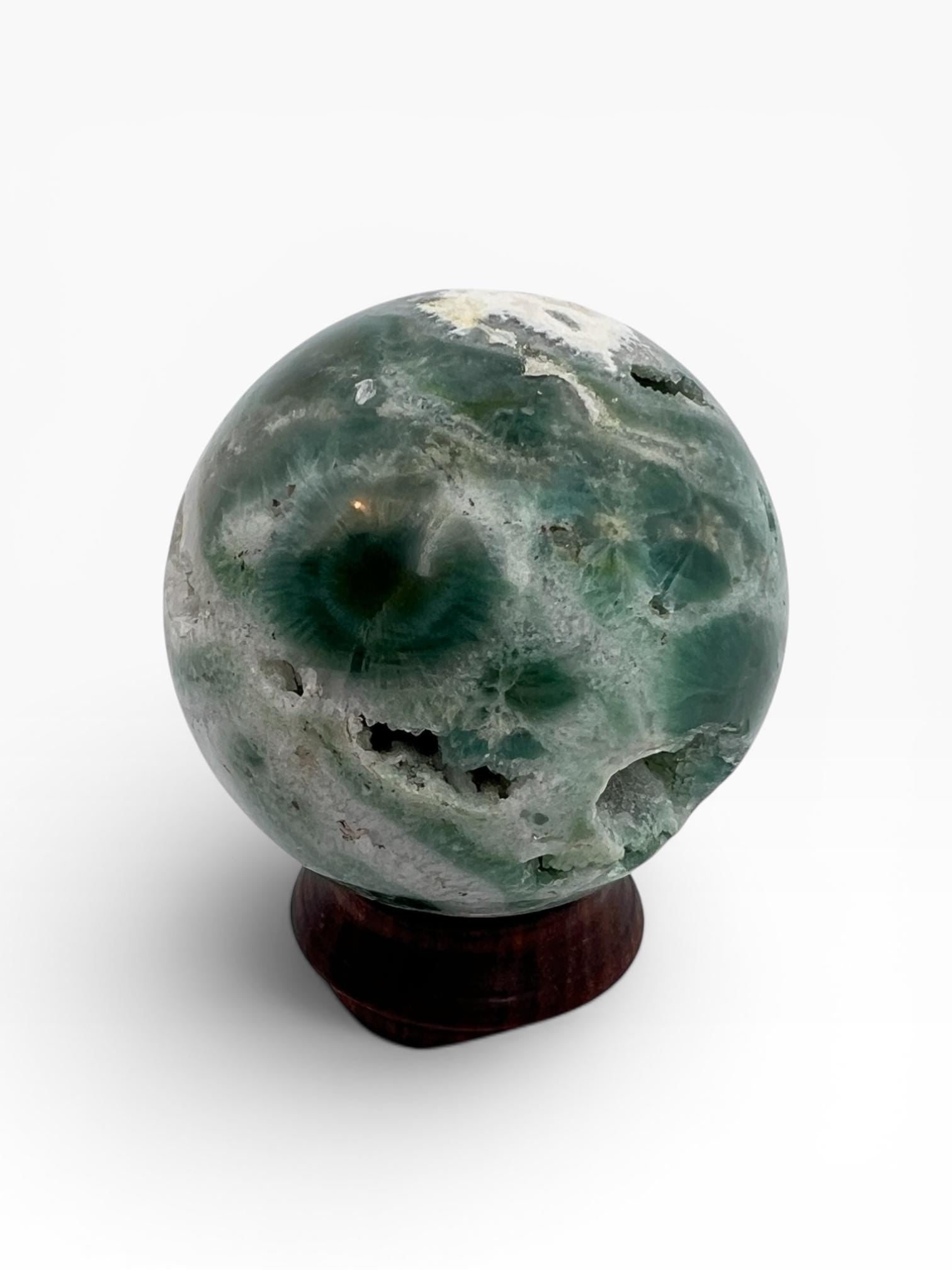 Ocean Jasper Sphere with Flower Orbs- Vein 1-2