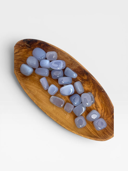 Blue Chalcedony Pocket Stone from Turkey: Natural Worry Stone