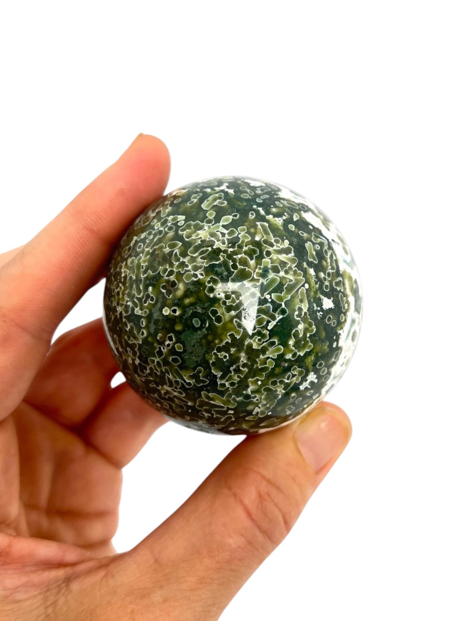 Ocean Jasper Sphere: Vein 7 Sphere Rare Teal Green