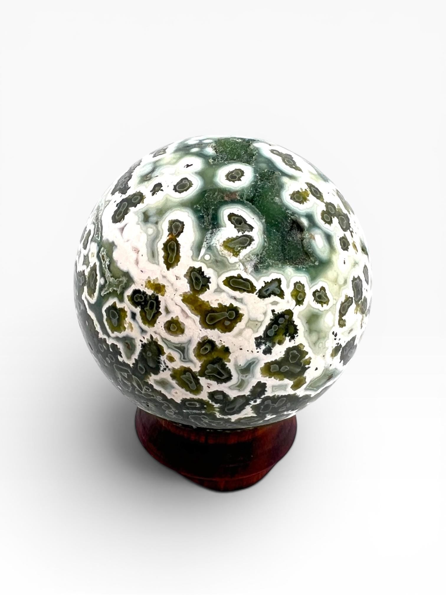 Ocean Jasper Sphere: Vein 7 Sphere Rare Teal Green