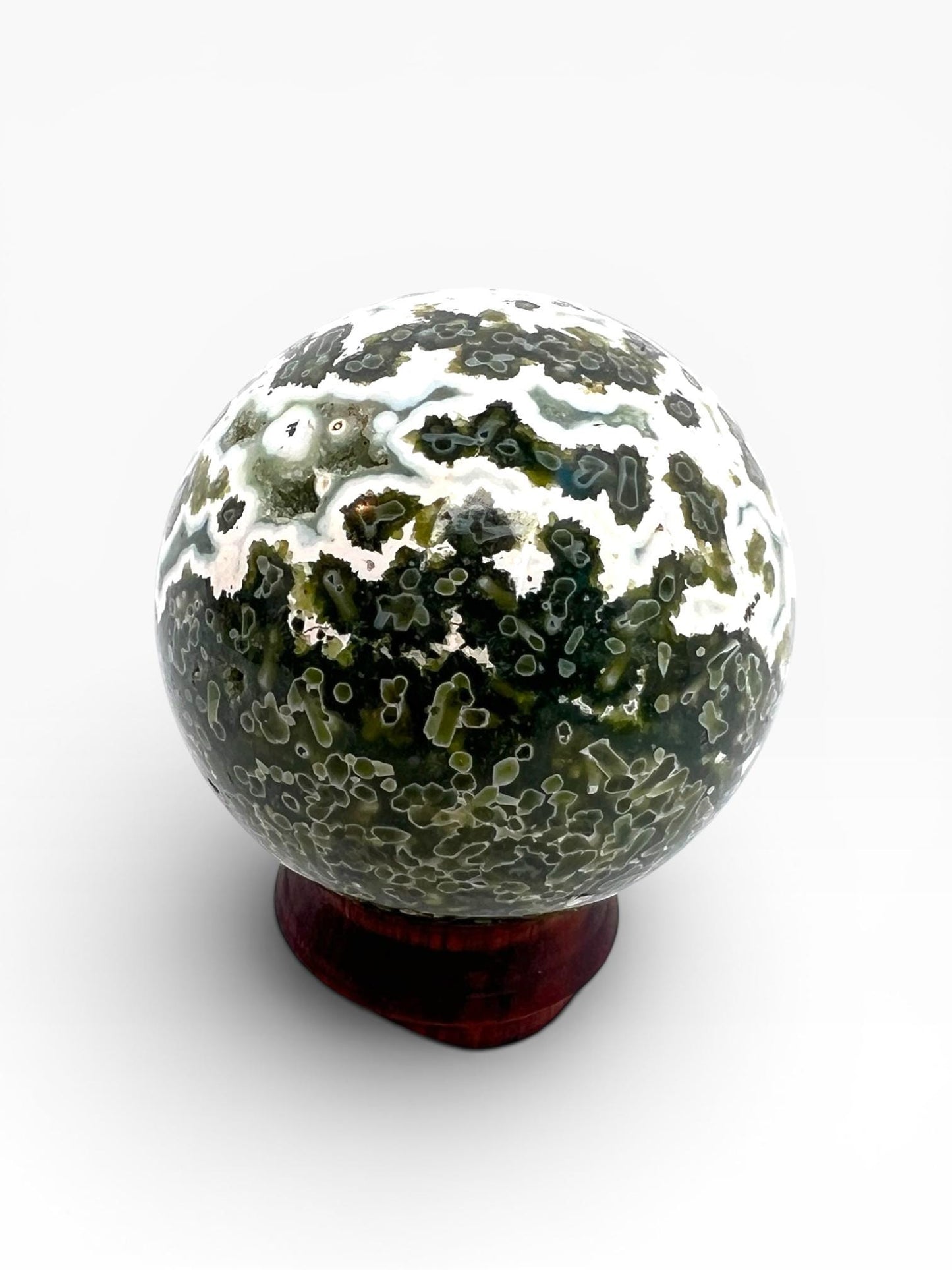 Ocean Jasper Sphere: Vein 7 Sphere Rare Teal Green