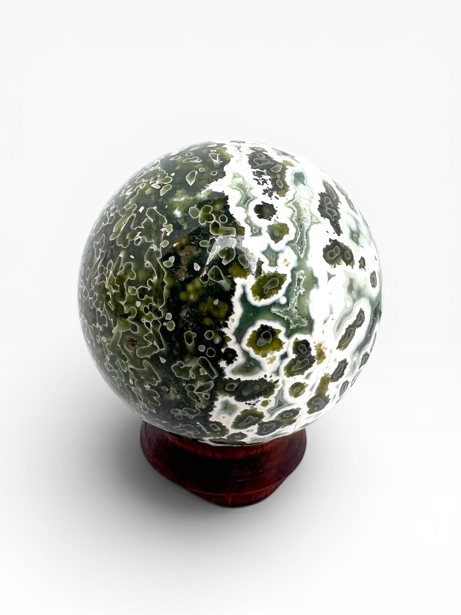 Ocean Jasper Sphere: Vein 7 Sphere Rare Teal Green