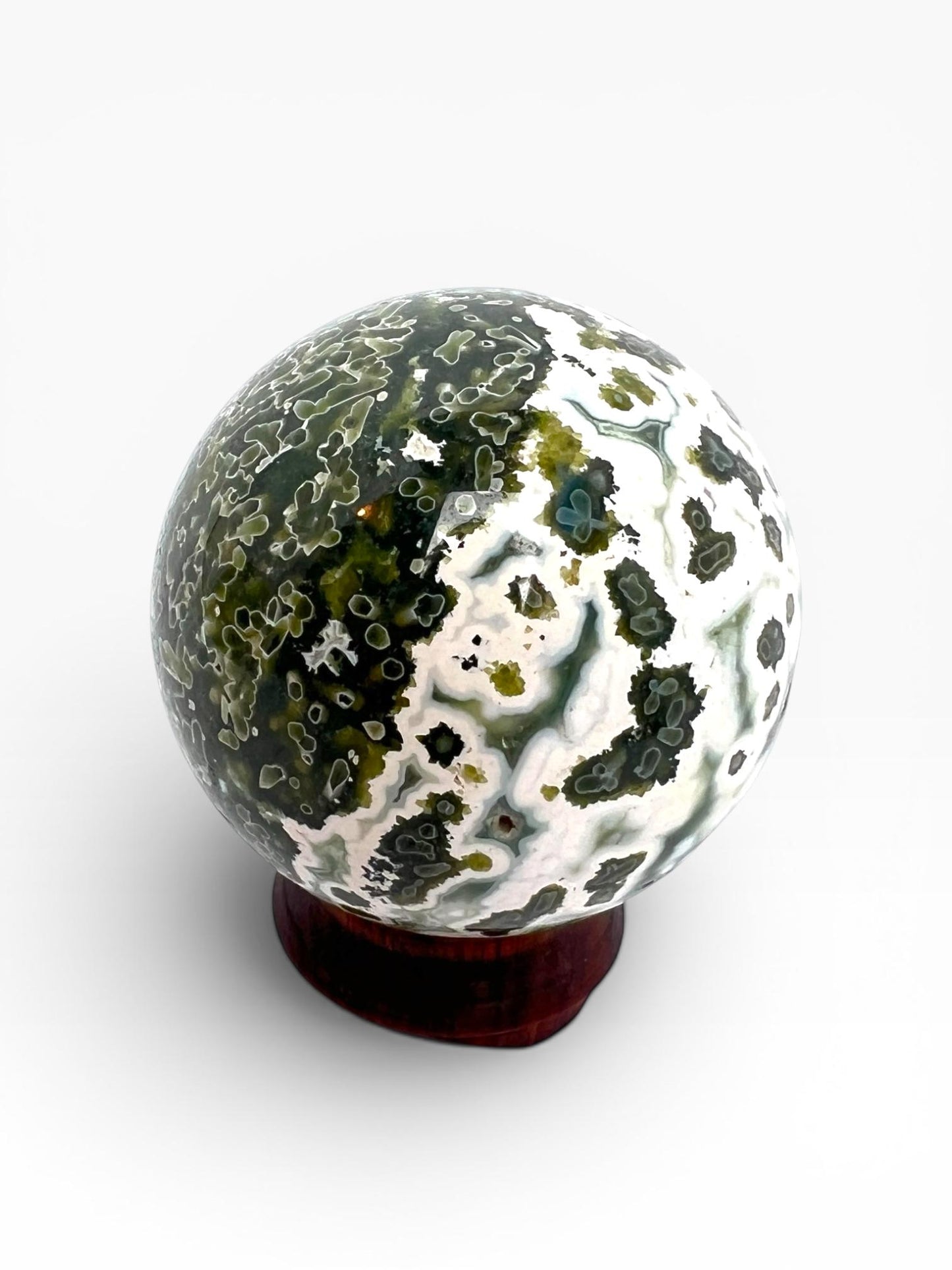 Ocean Jasper Sphere: Vein 7 Sphere Rare Teal Green