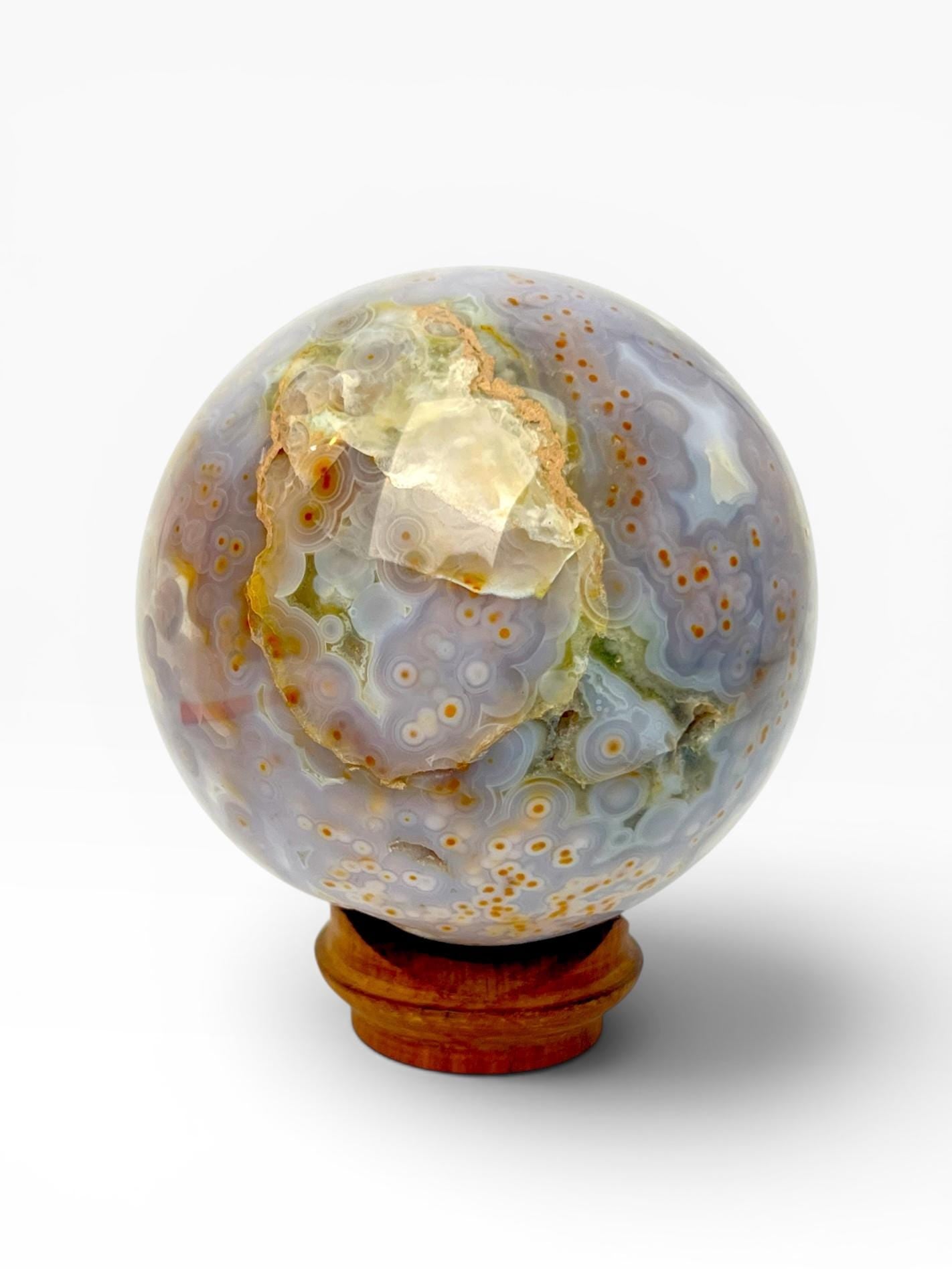 Ocean Jasper Sphere: Rare Vein 3-4 Jelly Piece