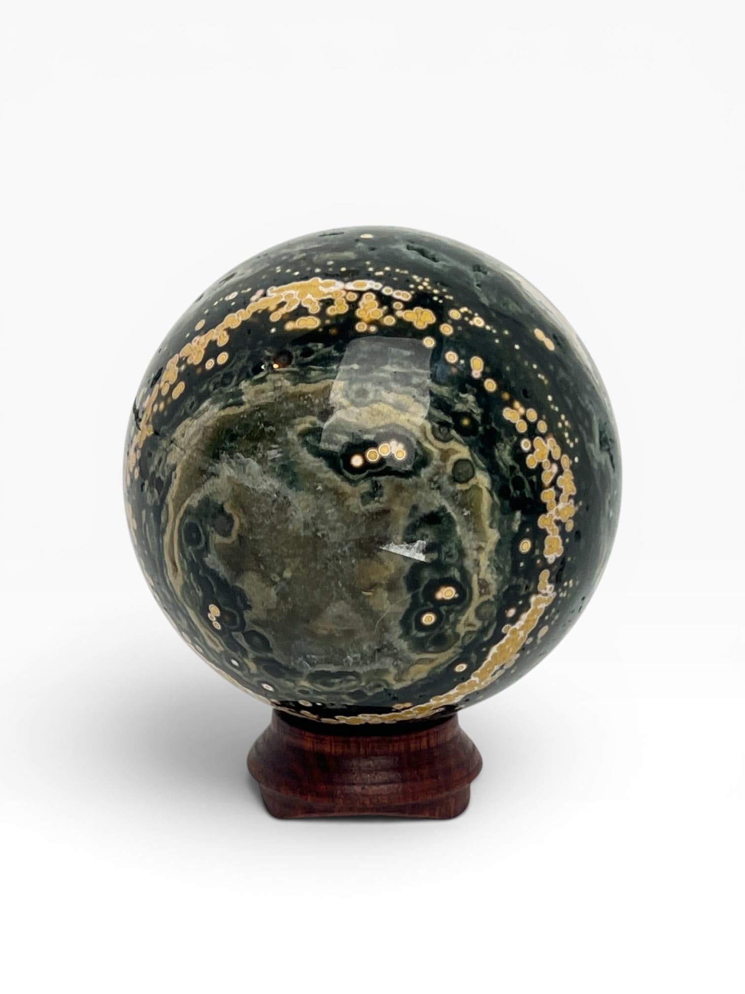 Ocean Jasper Vein 1 Sphere with Flower Orbs