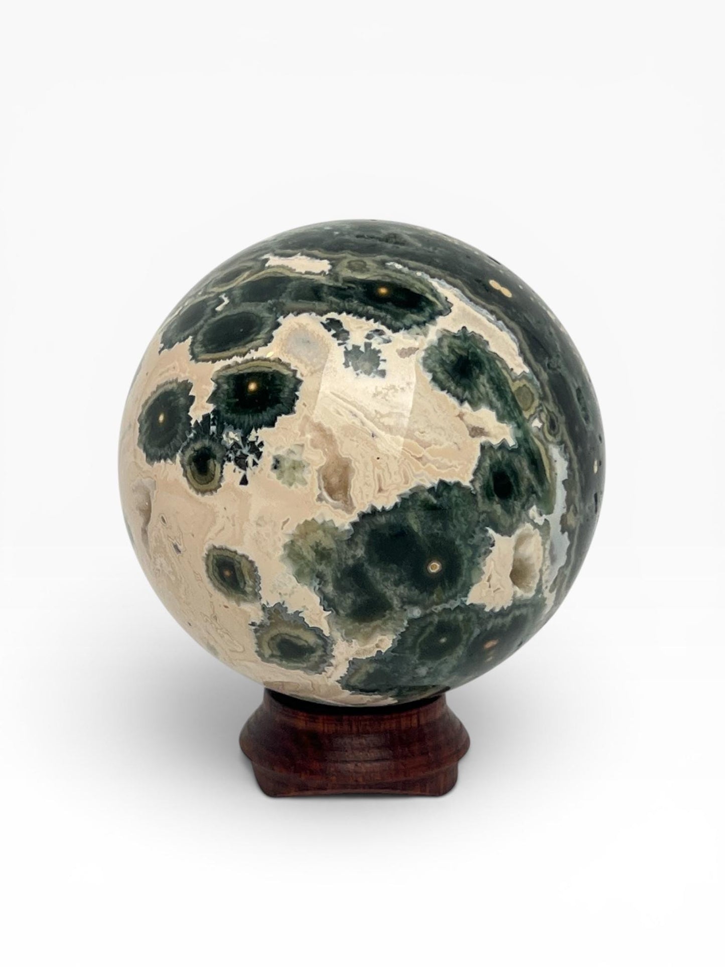 Ocean Jasper Vein 1 Sphere with Flower Orbs