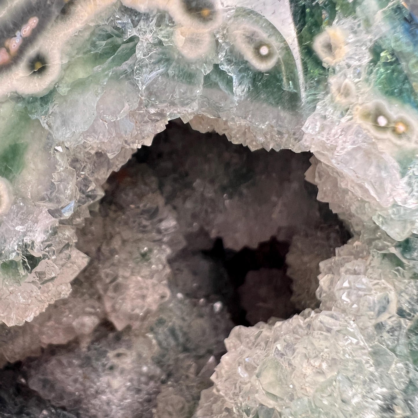 Rare Early Vein Ocean Jasper Free Form – Large Green Yellow Druzy Collector Crystal