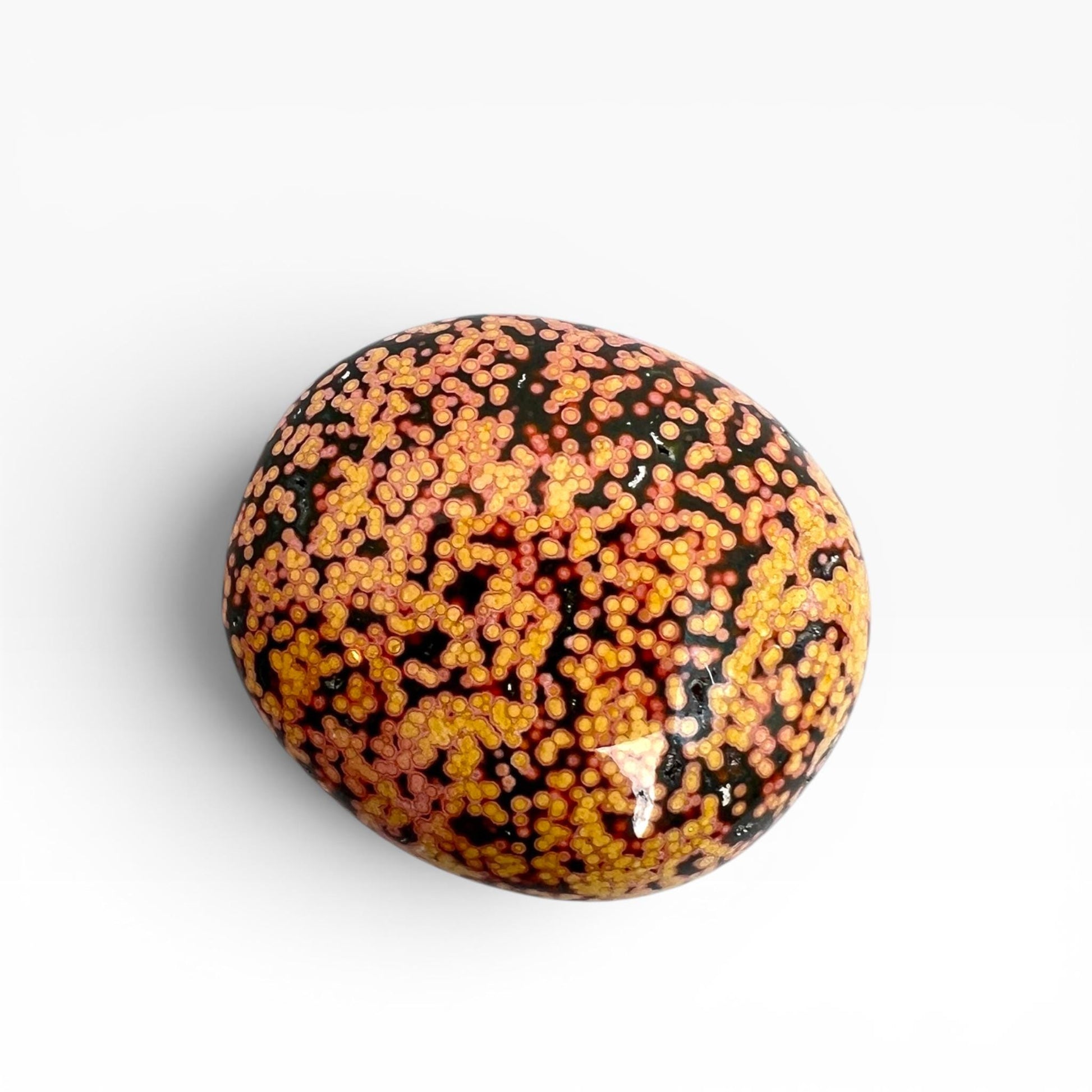 Marovato Ocean Jasper Palm Stone - Veinless Orbicular Jasper Crystal from Madagascar
