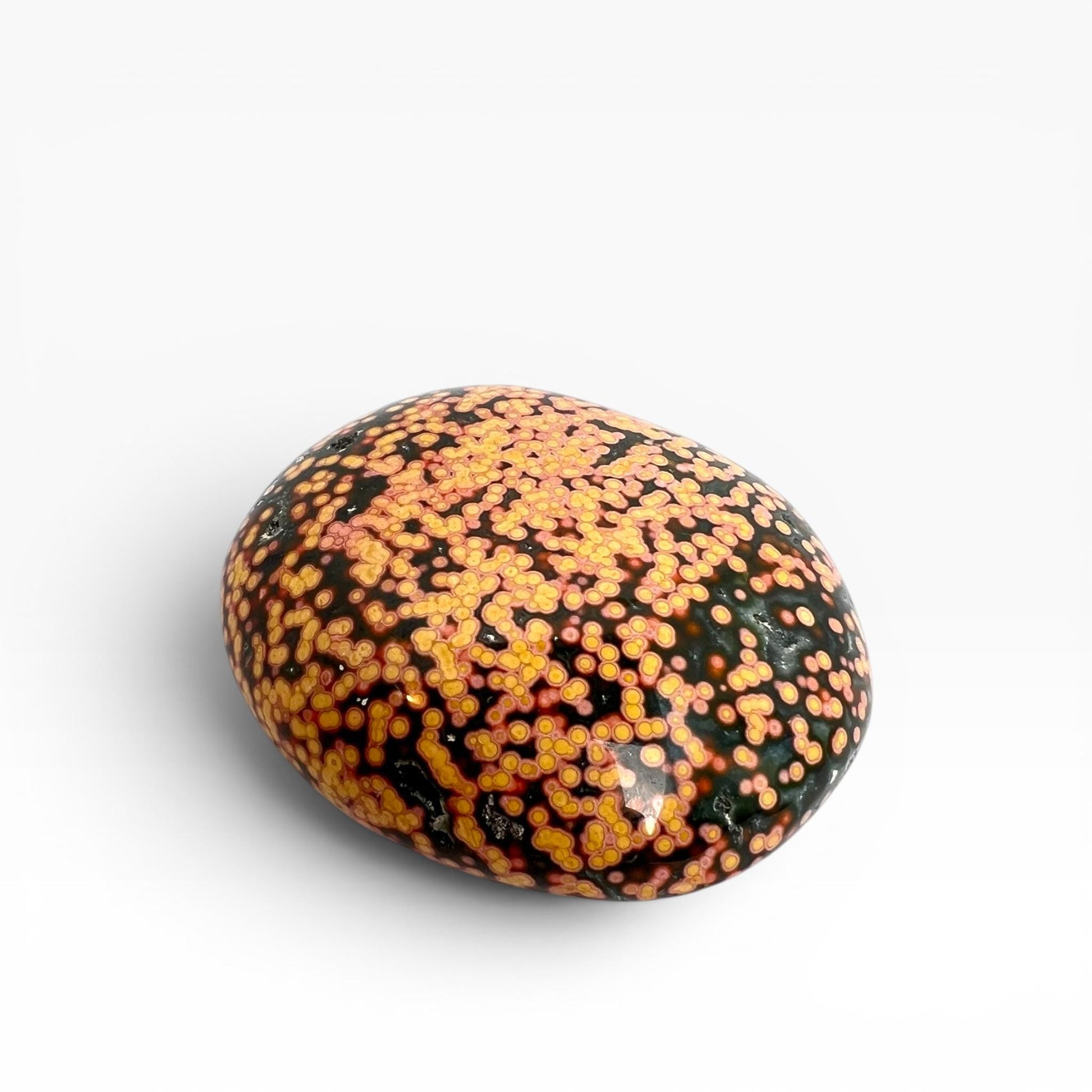 Marovato Ocean Jasper Palm Stone - Veinless Orbicular Jasper Crystal from Madagascar