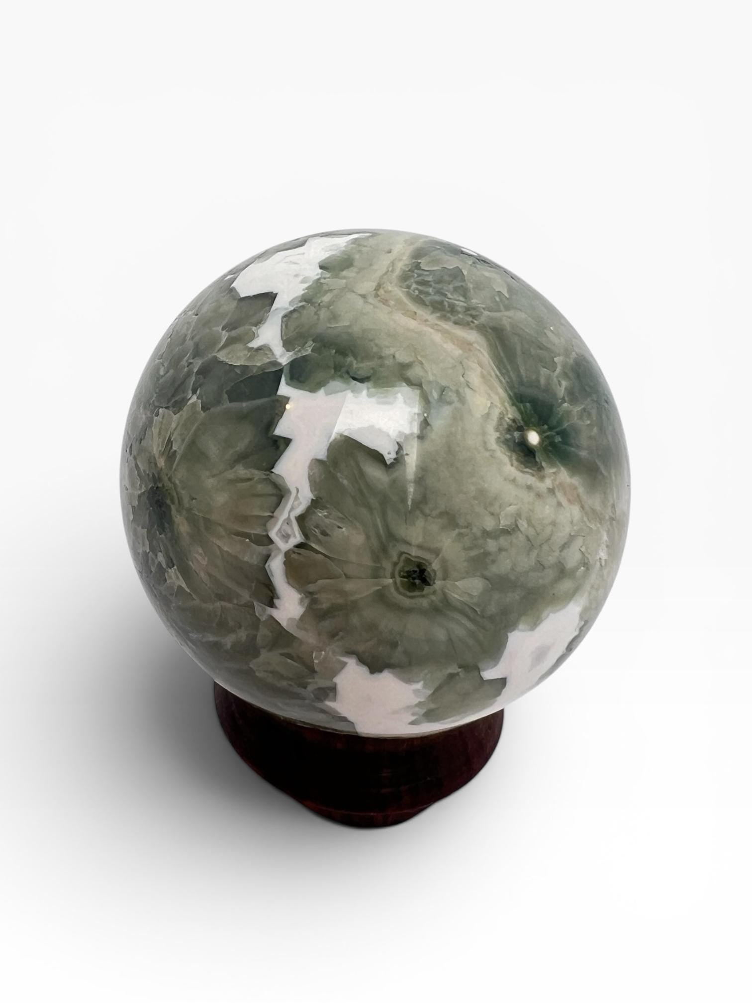 Ocean Jasper Sphere with Flower Orbs- Vein 1-2
