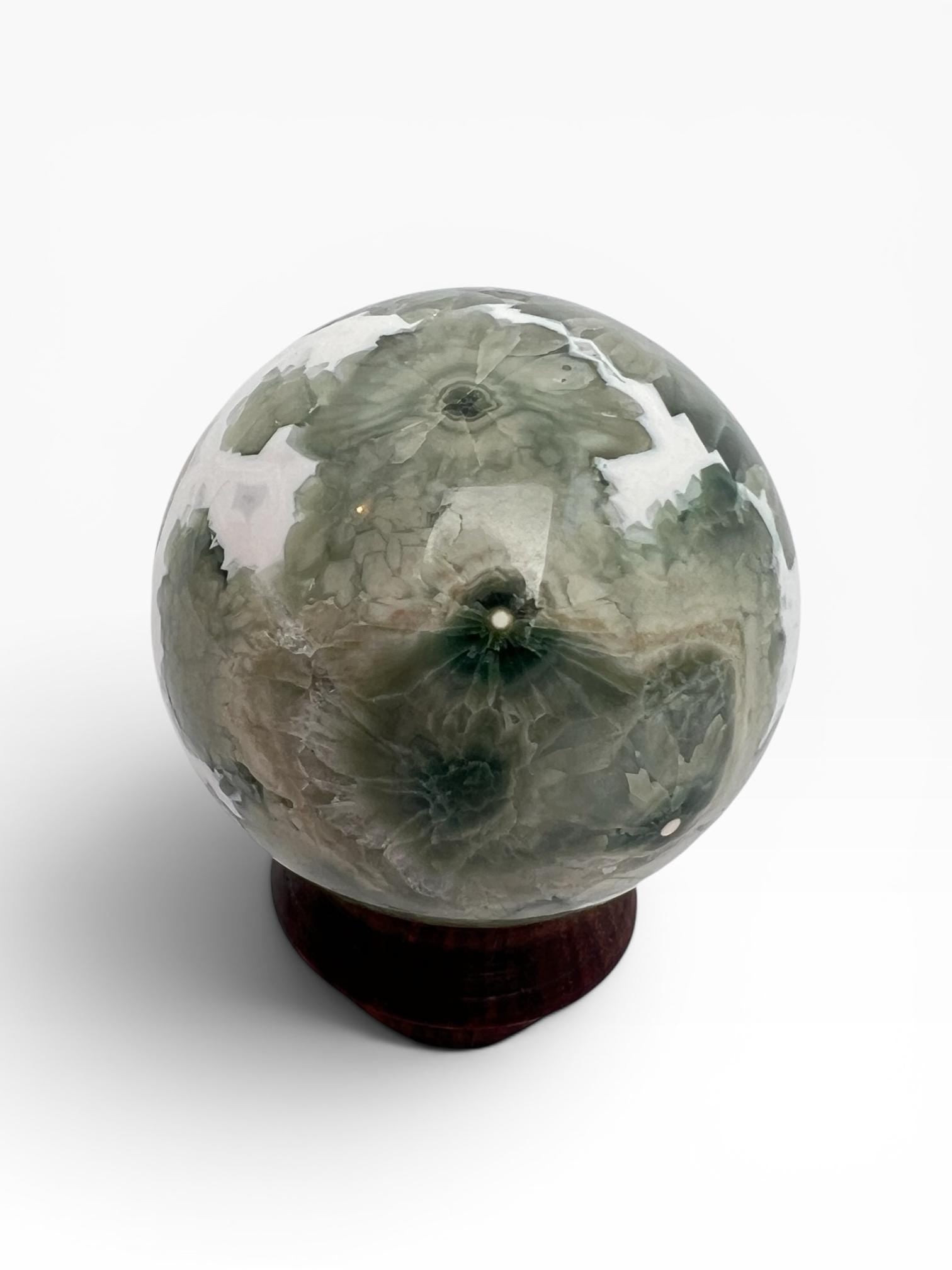 Ocean Jasper Sphere with Flower Orbs- Vein 1-2