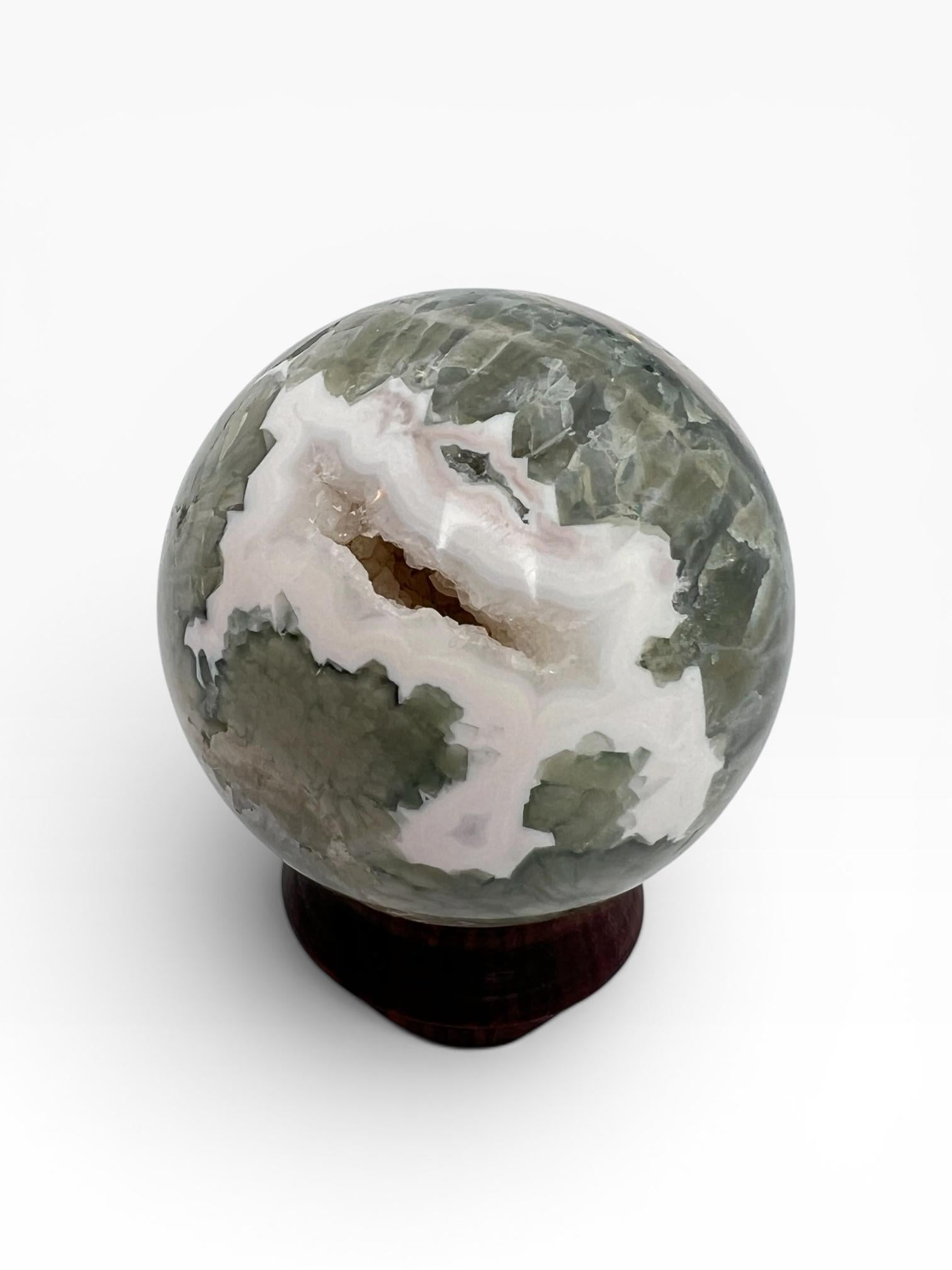 Ocean Jasper Sphere with Flower Orbs- Vein 1-2