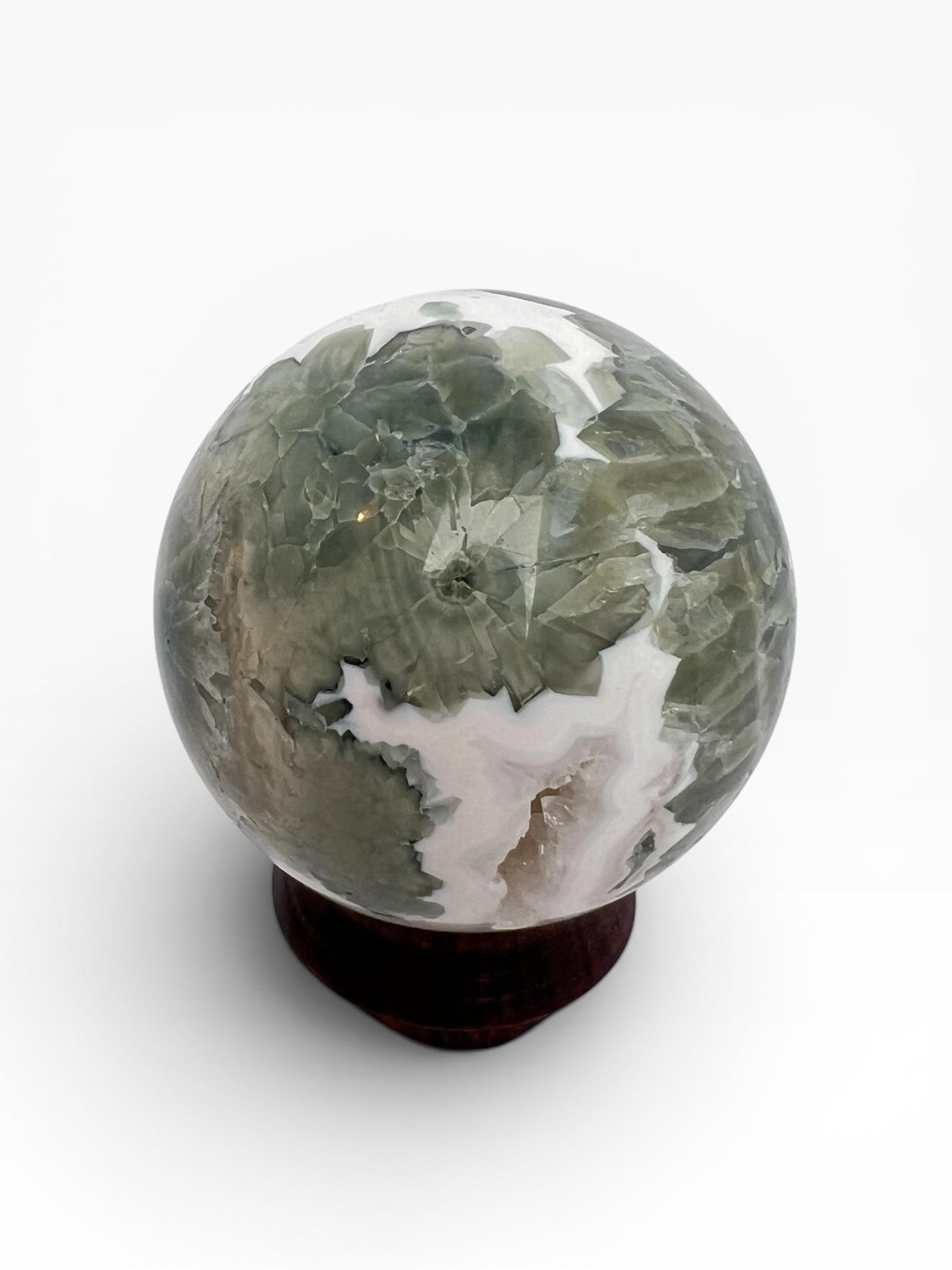 Ocean Jasper Sphere with Flower Orbs- Vein 1-2