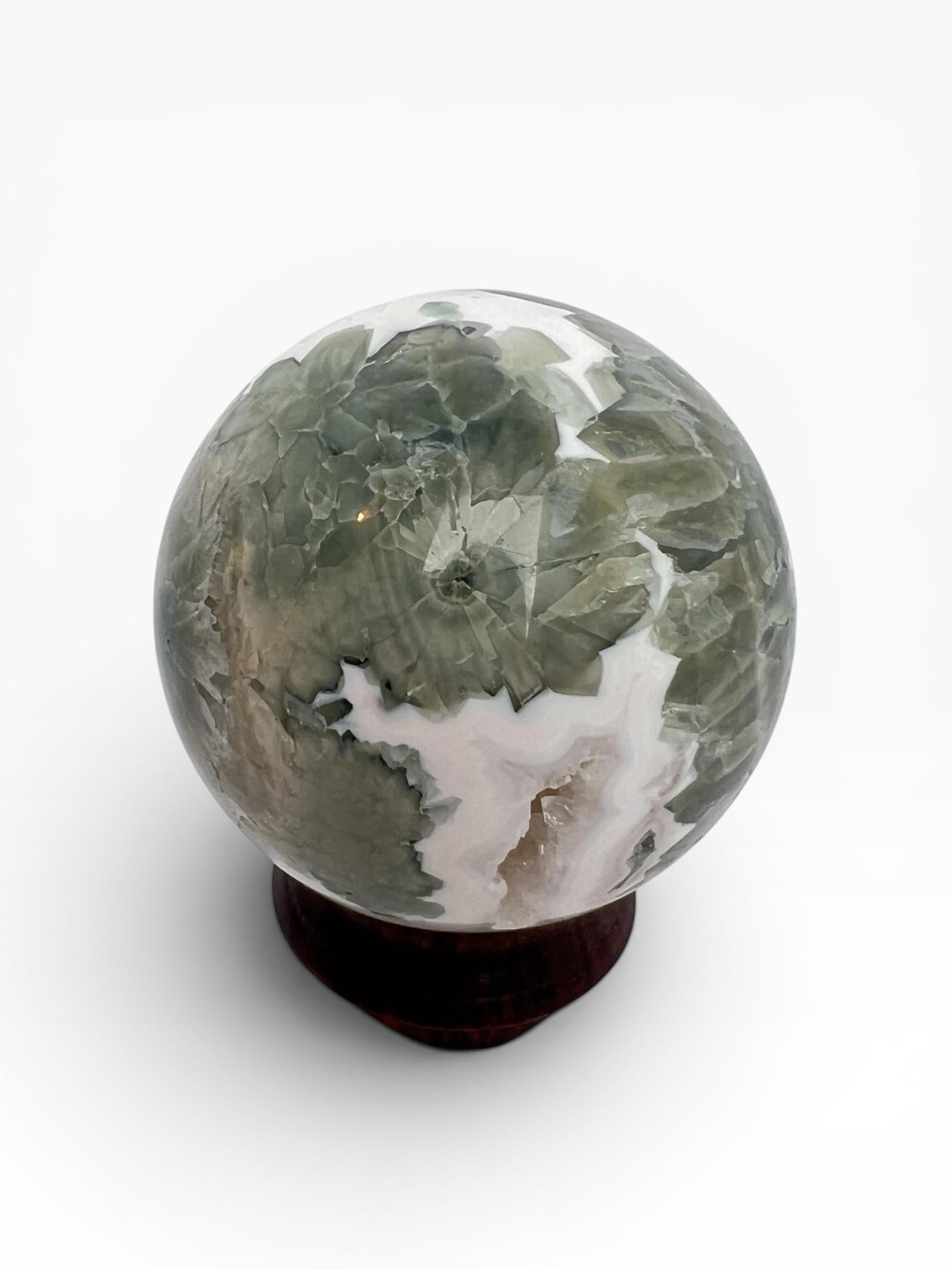 Ocean Jasper Sphere with Flower Orbs- Vein 1-2