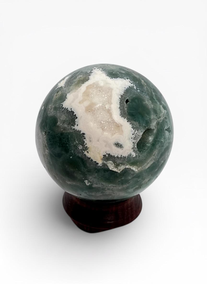 Ocean Jasper Sphere with Flower Orbs- Vein 1-2