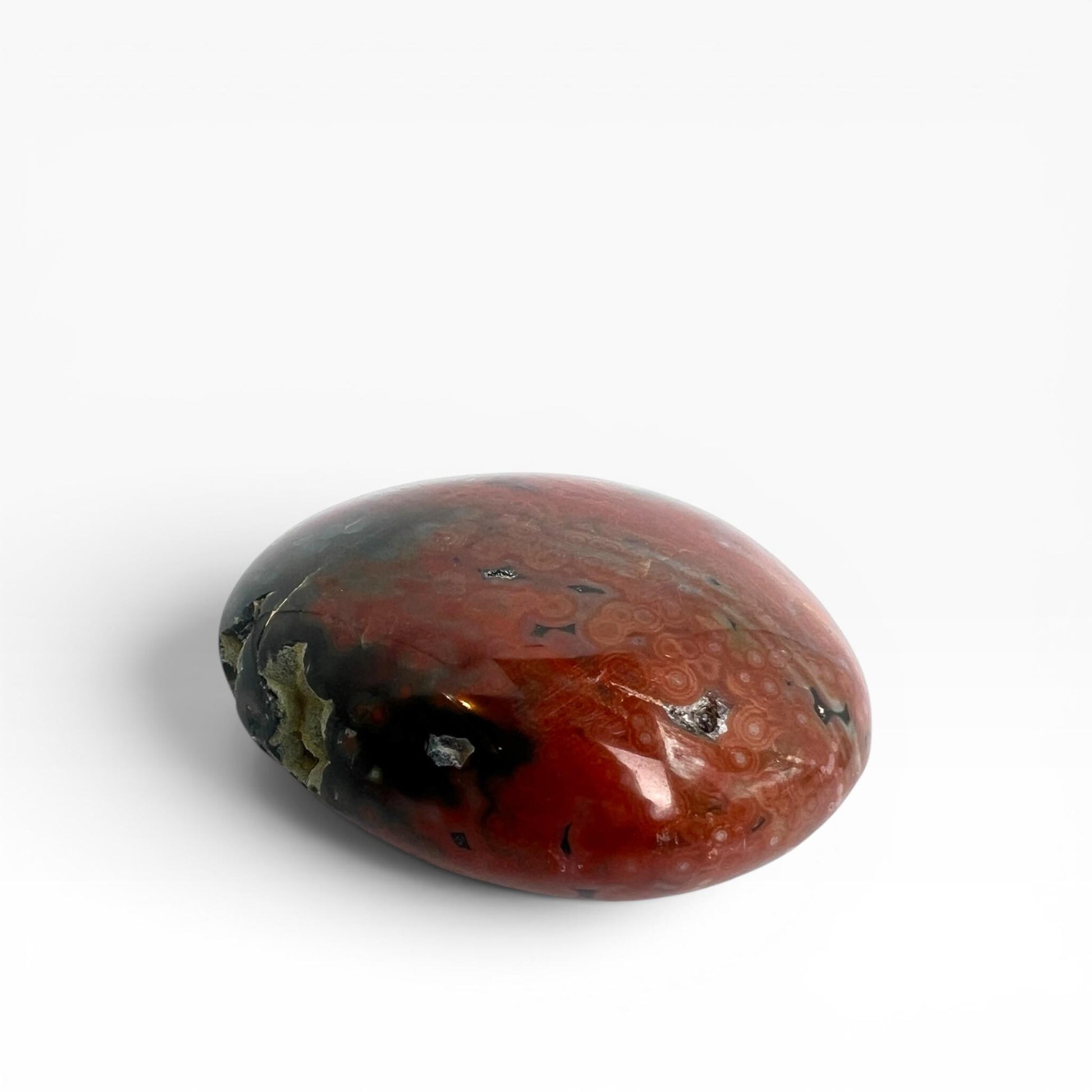 Marovato Ocean Jasper Palm Stone - XL Veinless Orbicular Jasper Crystal from Madagascar