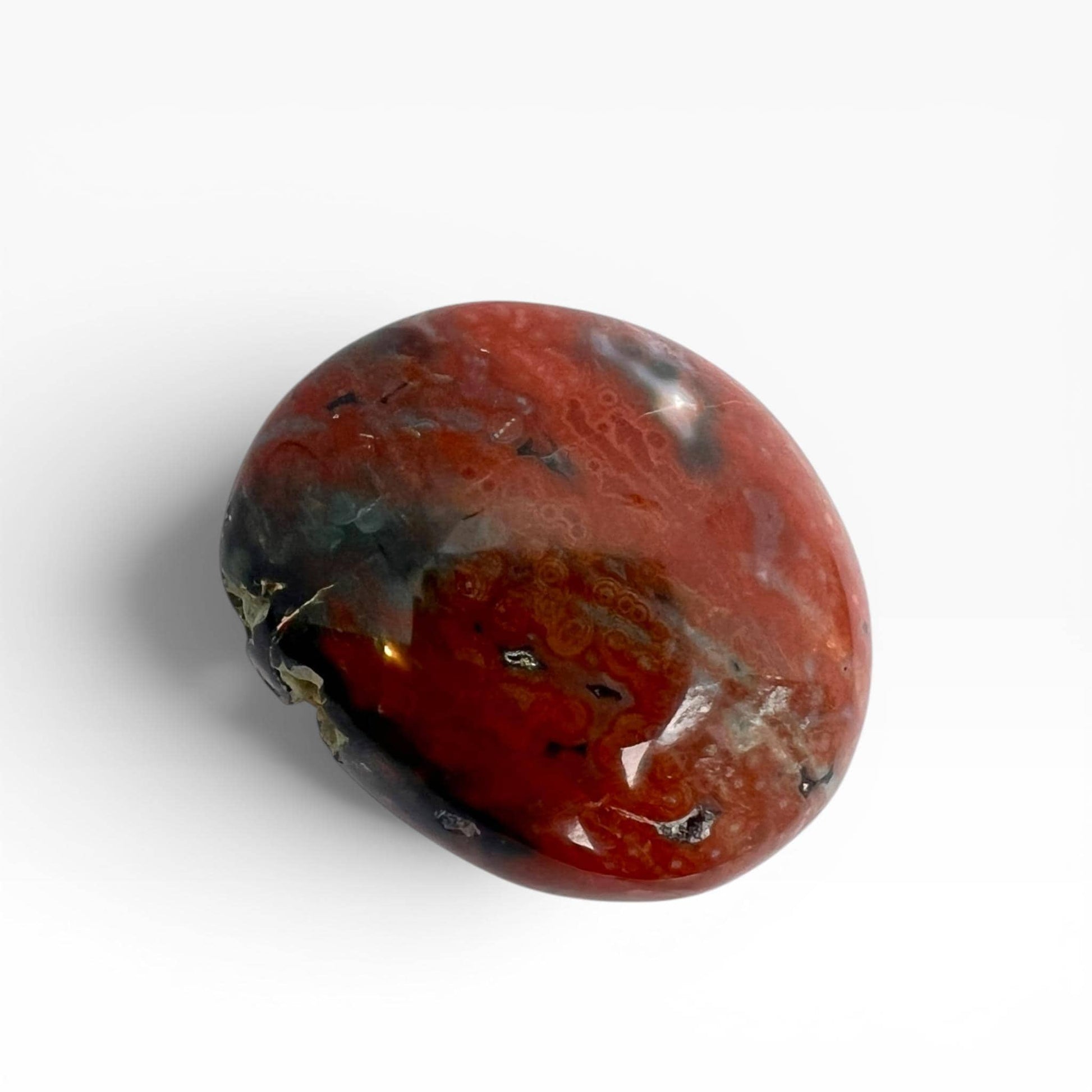 Marovato Ocean Jasper Palm Stone - XL Veinless Orbicular Jasper Crystal from Madagascar