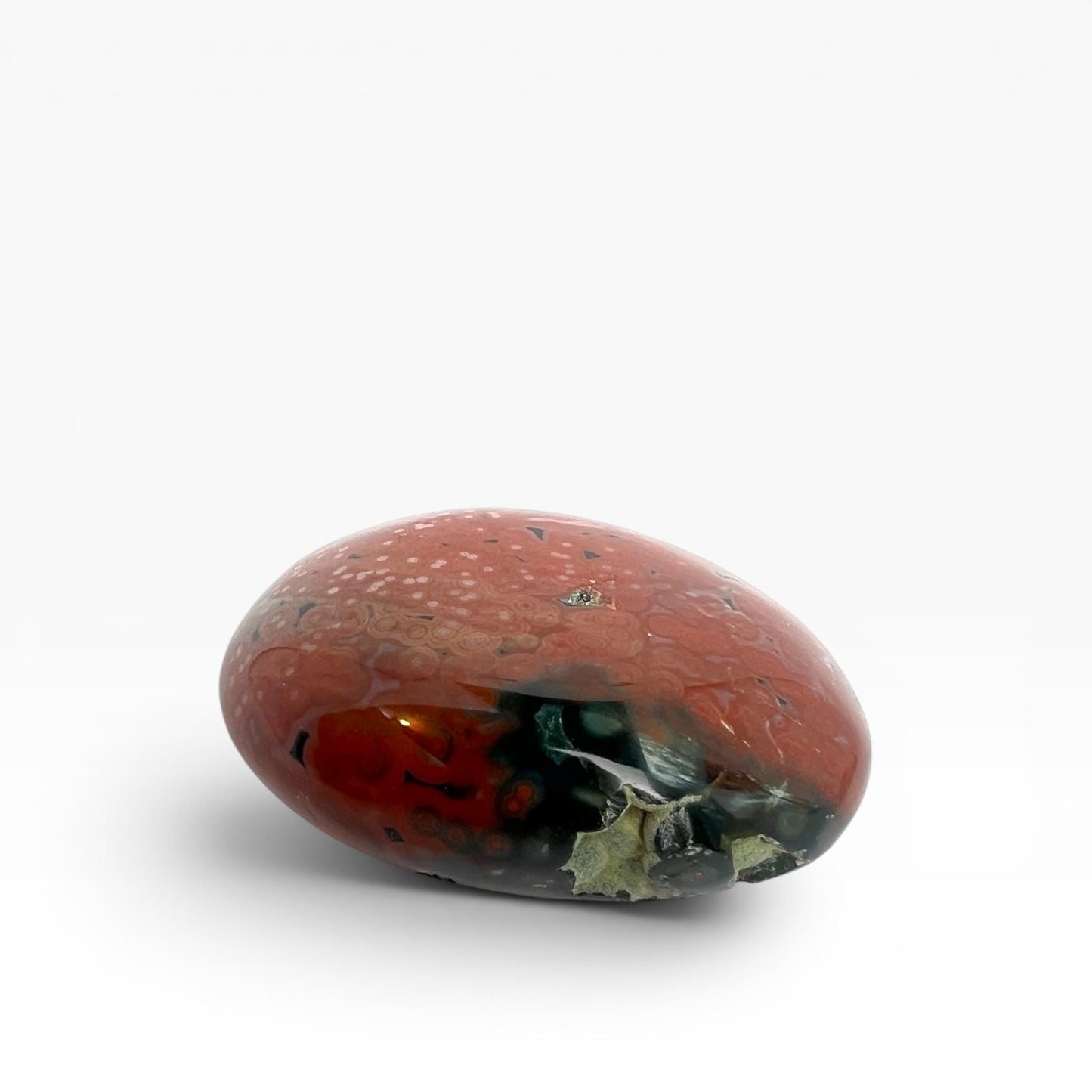 Marovato Ocean Jasper Palm Stone - XL Veinless Orbicular Jasper Crystal from Madagascar