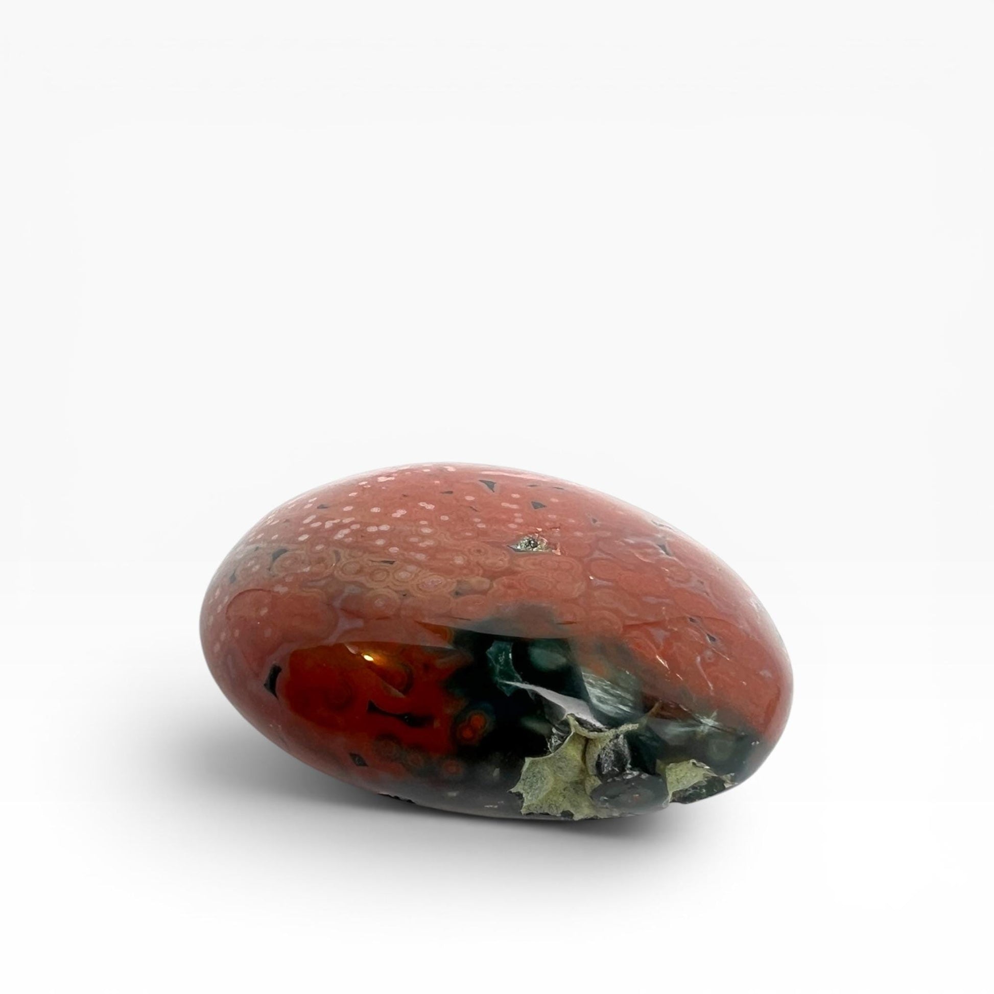 Marovato Ocean Jasper Palm Stone - XL Veinless Orbicular Jasper Crystal from Madagascar