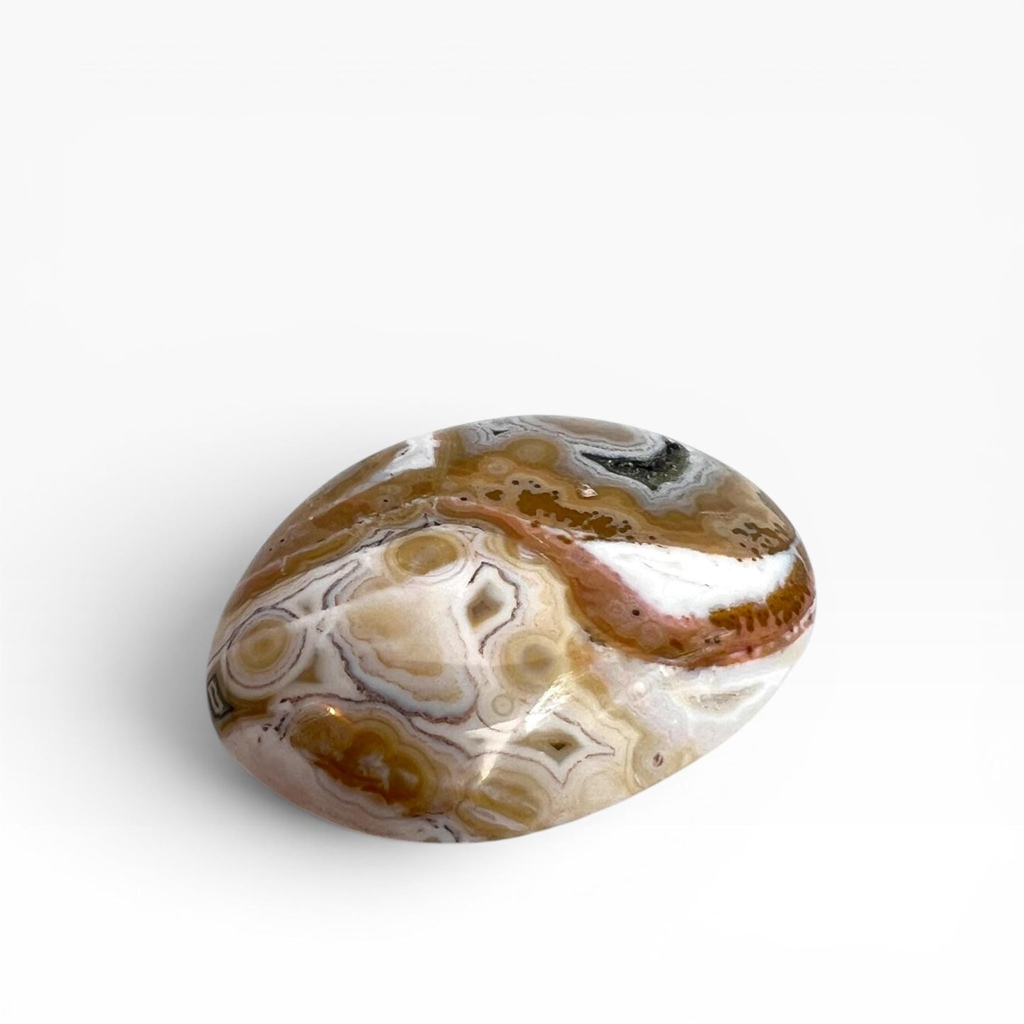 Marovato Ocean Jasper Palm Stone - Vein 8 Orbicular Jasper Crystal from Madagascar