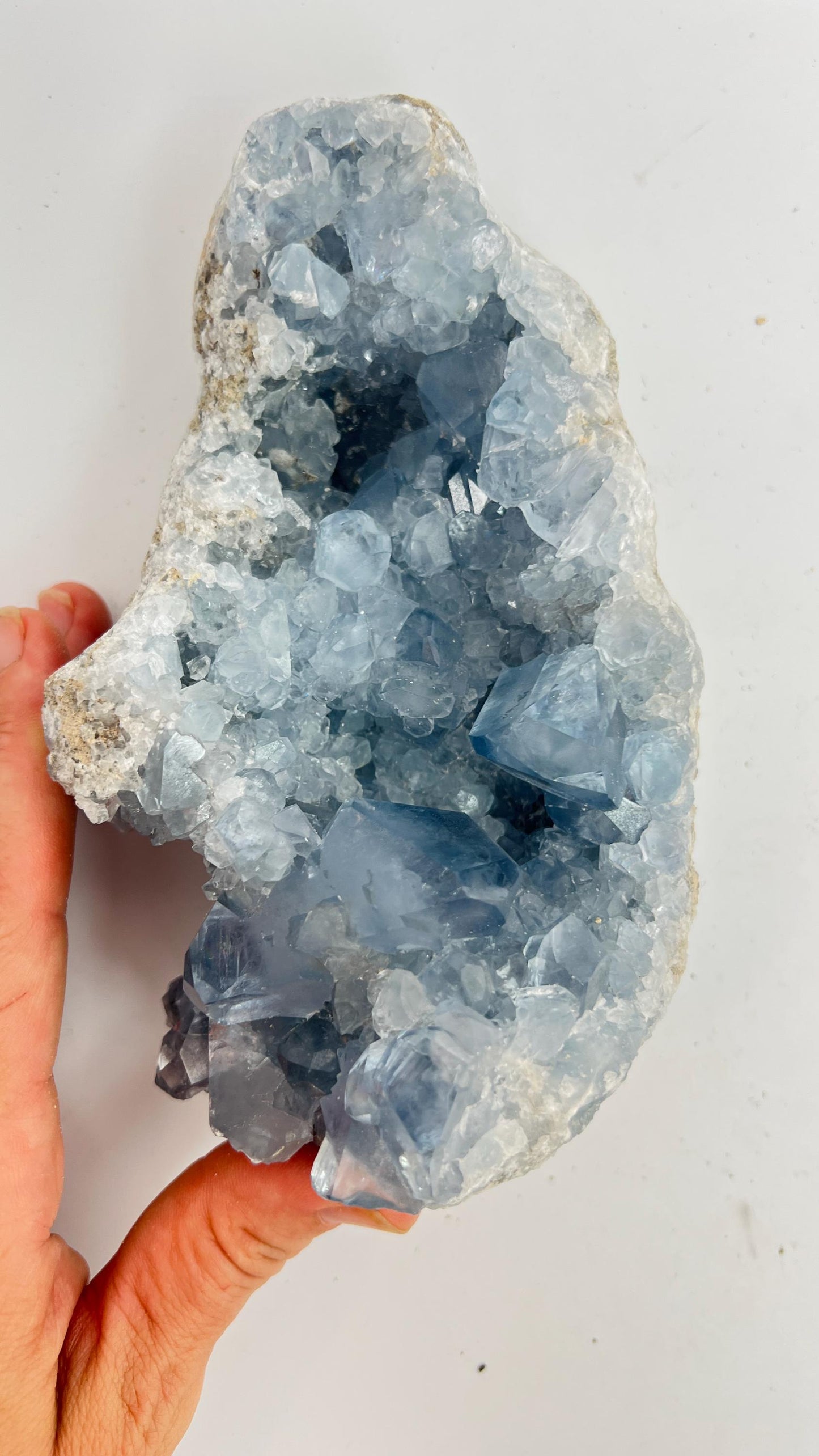 Raw Celestite Geode - Natural Blue Madagascar Celestine Crystal Cluster Specimen