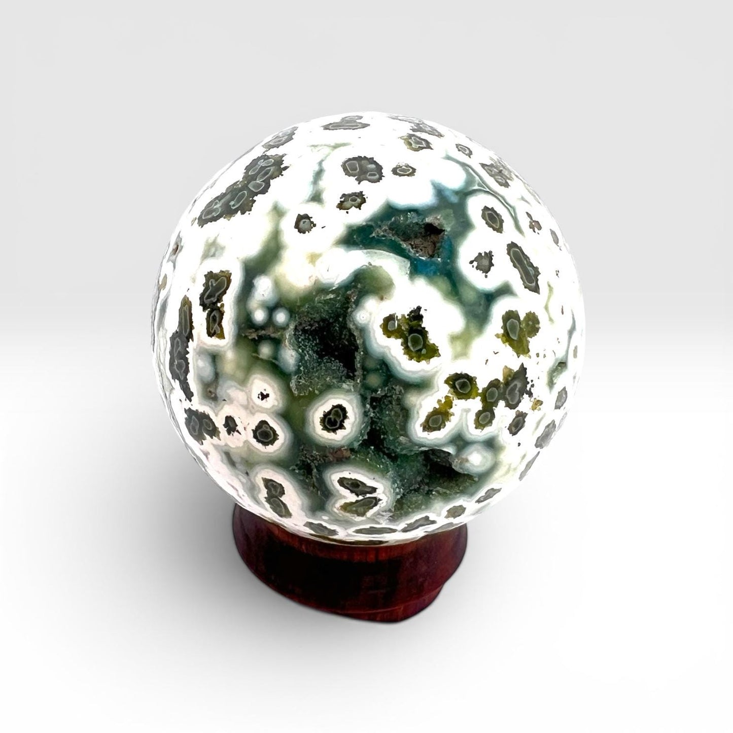 Ocean Jasper Sphere: Vein 7 Sphere Rare Teal Green