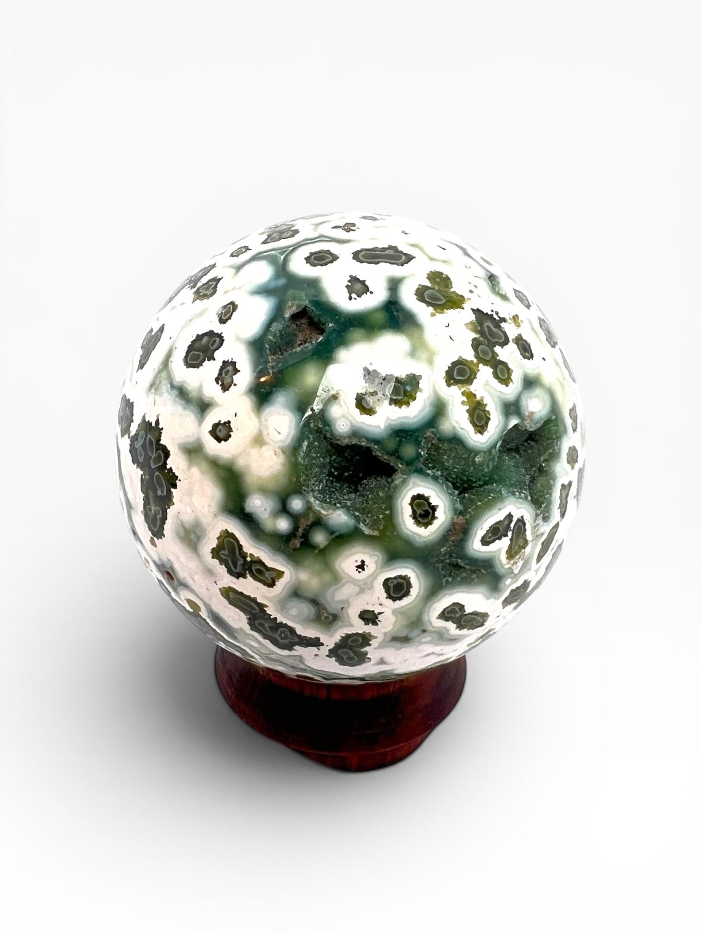 Ocean Jasper Sphere: Vein 7 Sphere Rare Teal Green