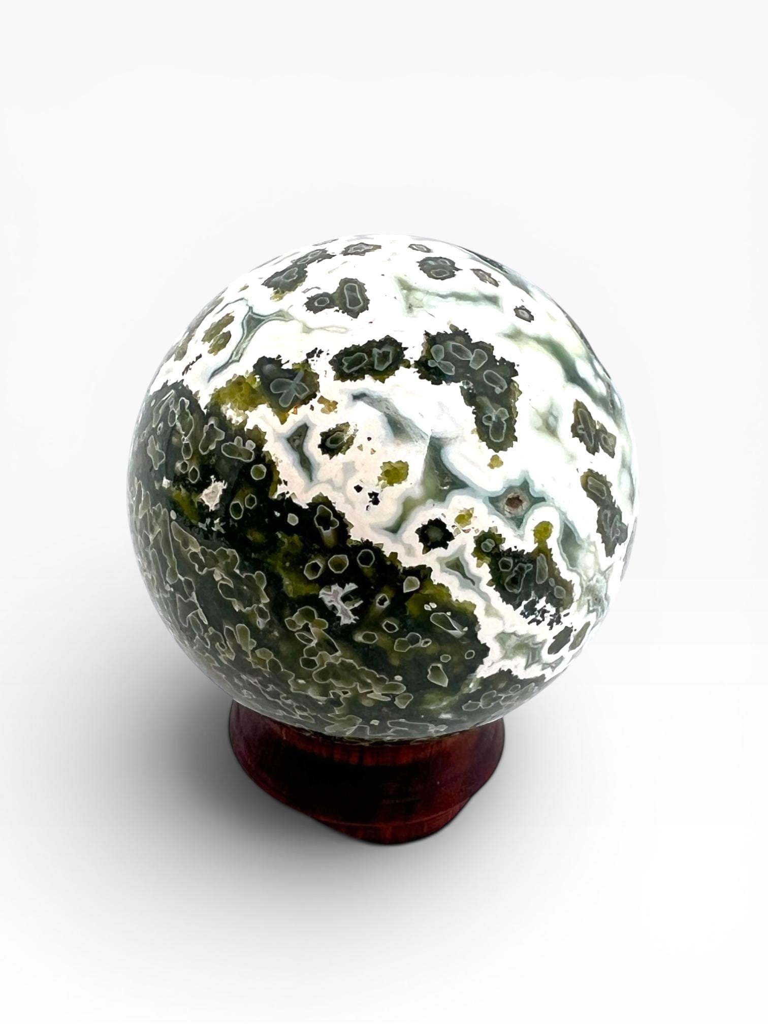 Ocean Jasper Sphere: Vein 7 Sphere Rare Teal Green