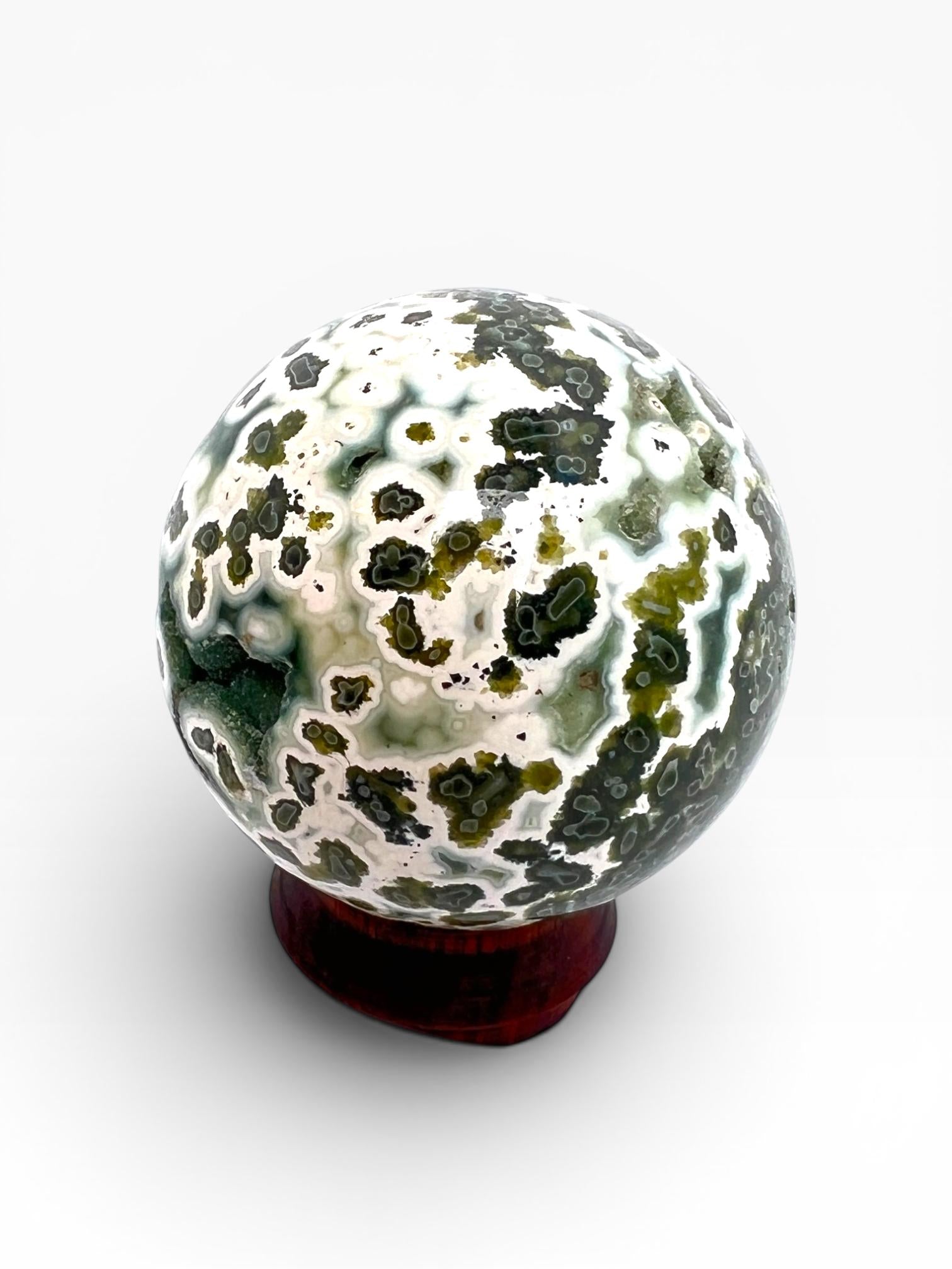 Ocean Jasper Sphere: Vein 7 Sphere Rare Teal Green