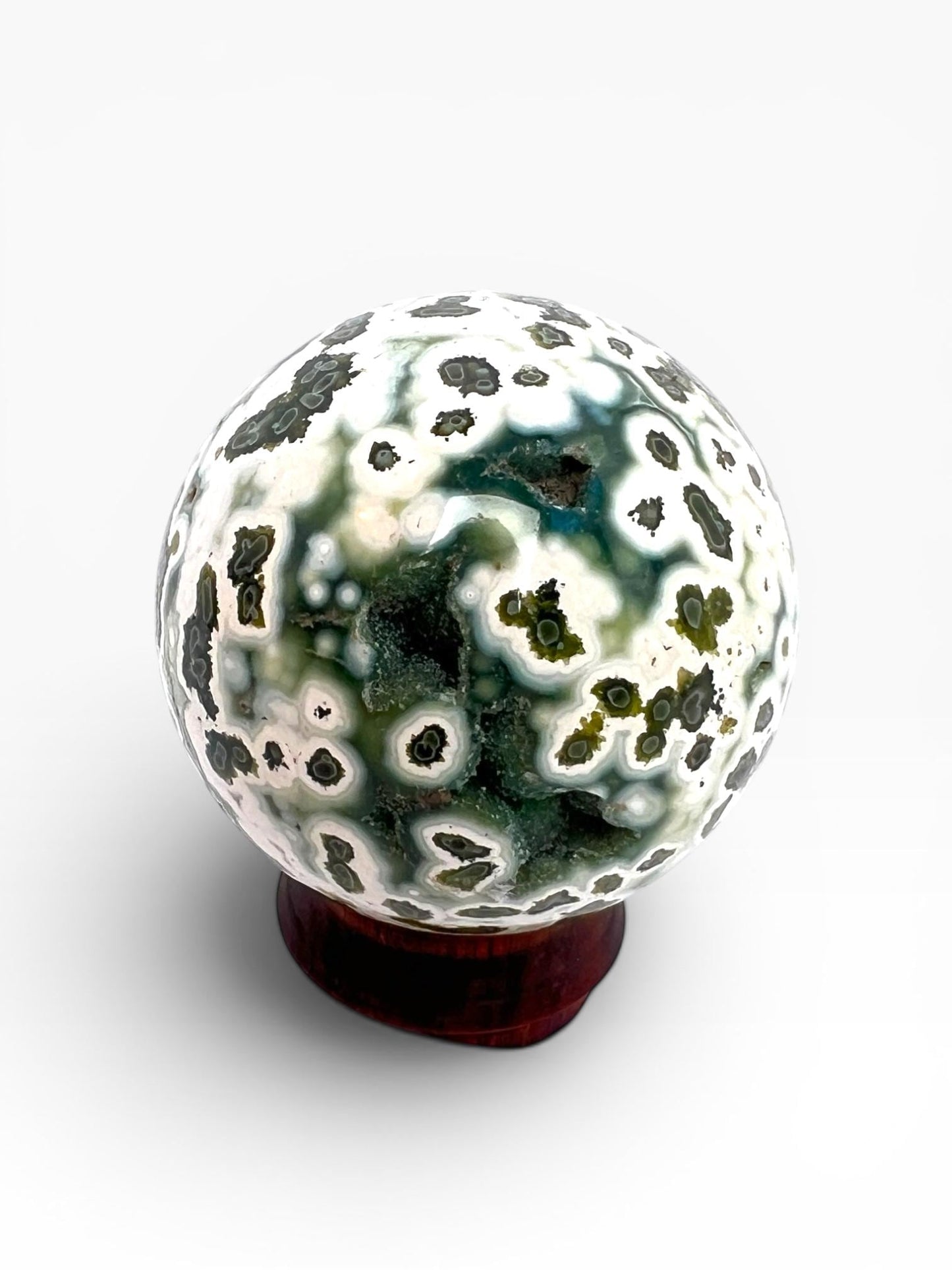 Ocean Jasper Sphere: Vein 7 Sphere Rare Teal Green
