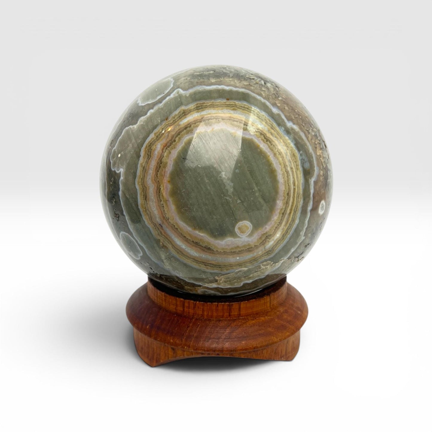 Ocean Jasper Sphere: Large Unique Flower Orb Vein 1-2