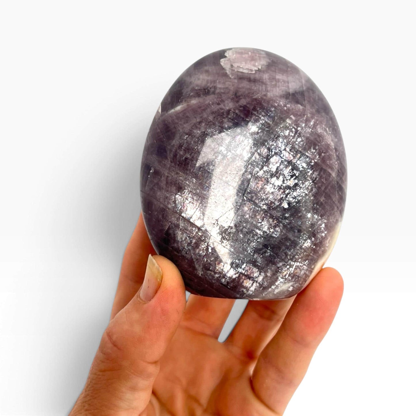 Purple Anhydrite Freeform: Polished Rare Madagascar Free Standing Crystal with Peach Calcite
