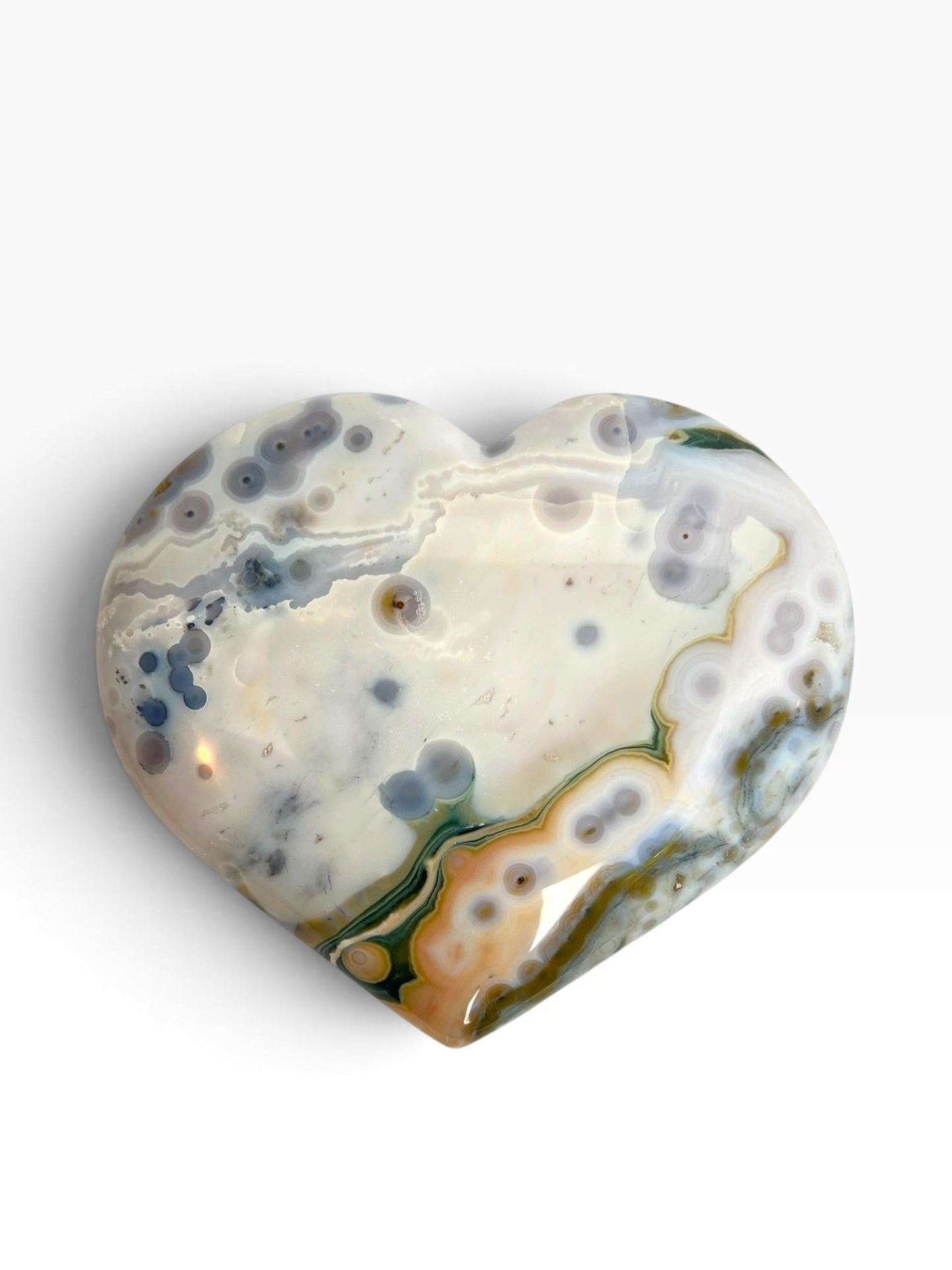 Ocean Jasper XL Carved Heart Crystal: Vein 8 Marovato