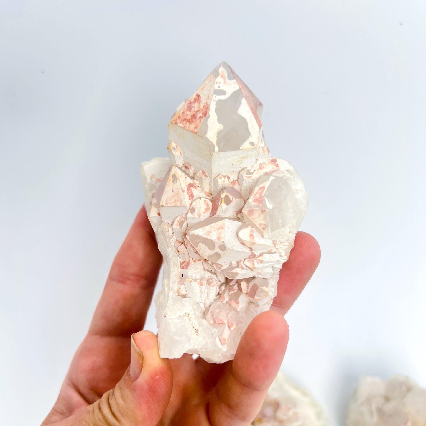 Raw Lithium Quartz from Madagascar - Sprouting Quartz Clusters with Matte Lepidolite Crust
