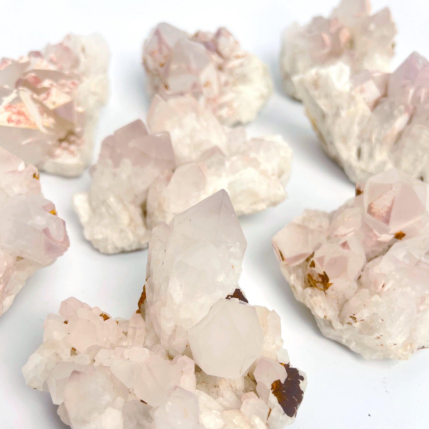Raw Lithium Quartz from Madagascar - Sprouting Quartz Clusters with Matte Lepidolite Crust