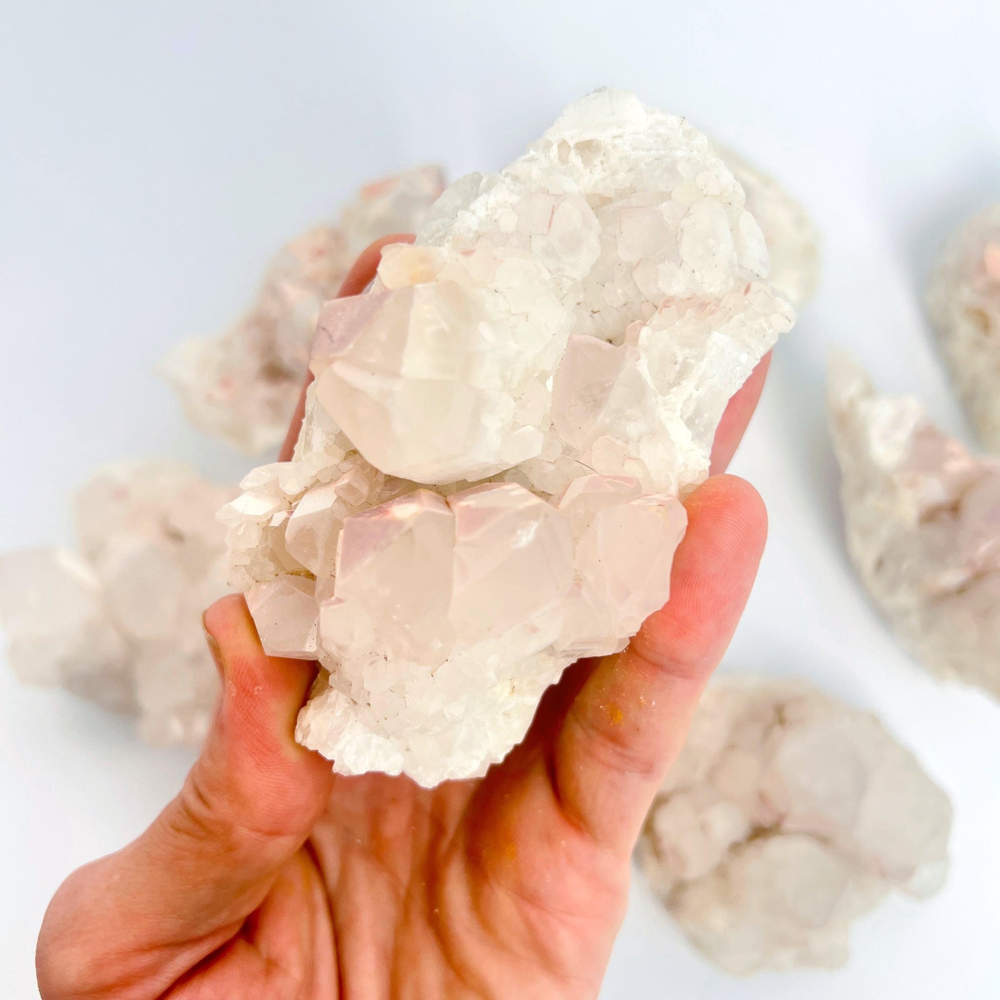 Raw Lithium Quartz from Madagascar - Sprouting Quartz Clusters with Matte Lepidolite Crust