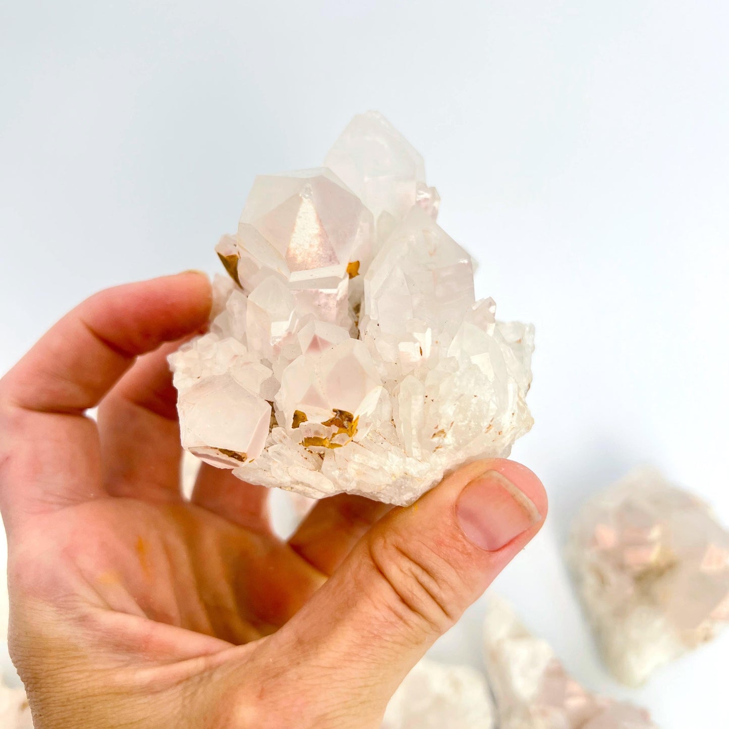 Raw Lithium Quartz from Madagascar - Sprouting Quartz Clusters with Matte Lepidolite Crust