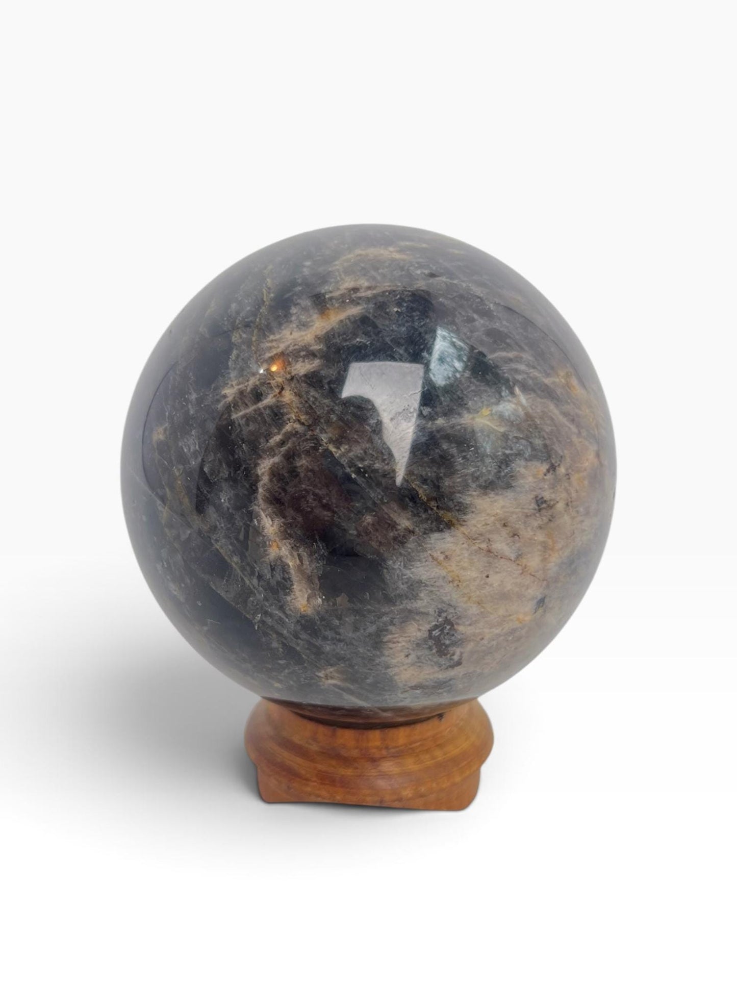 Black Moonstone Sphere : Flashy Adularescent Crystal Ball