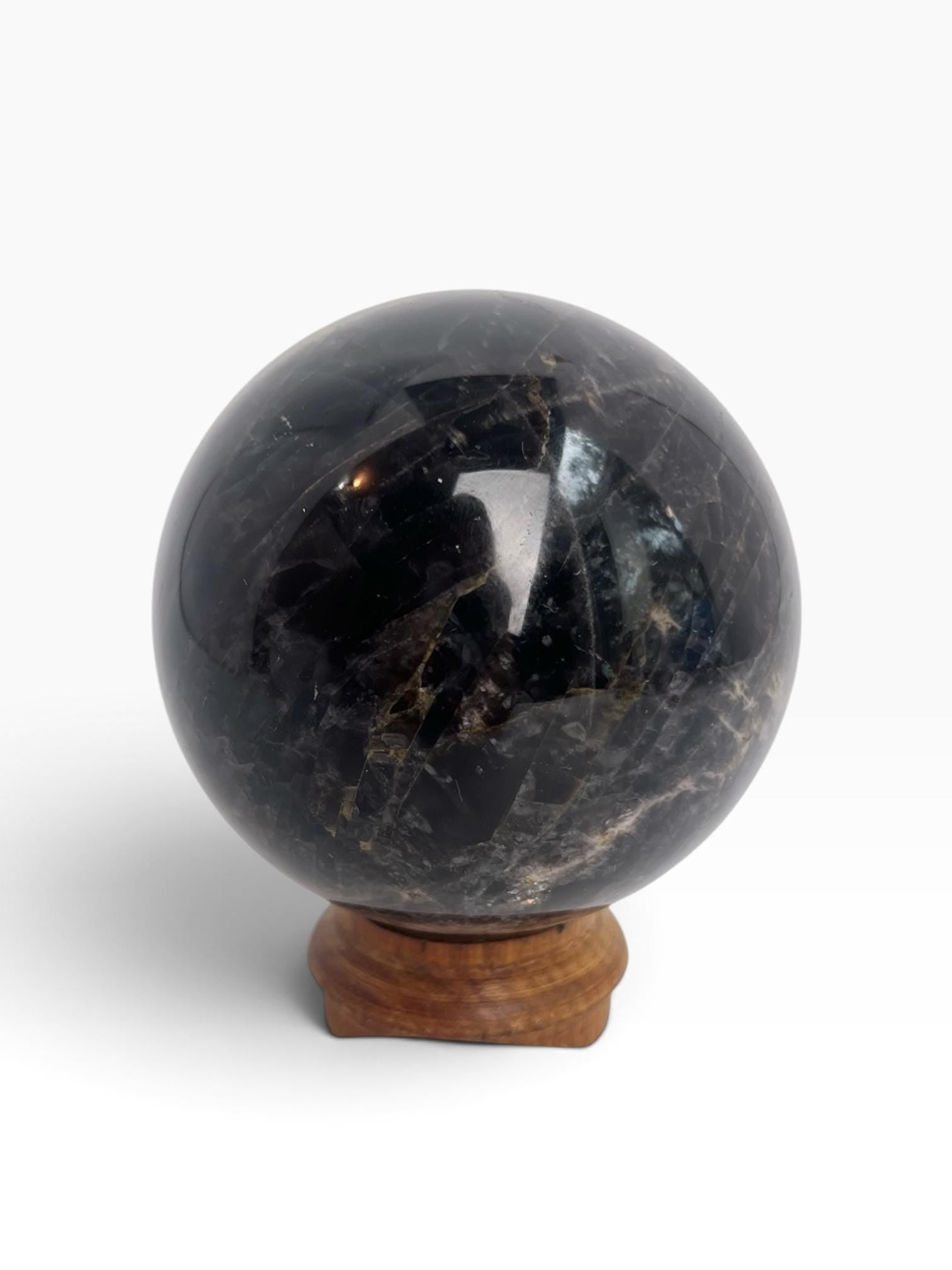 Black Moonstone Sphere : Flashy Adularescent Crystal Ball
