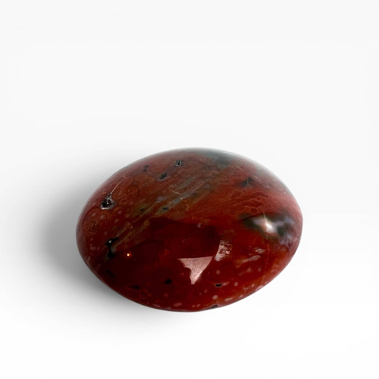 Marovato Ocean Jasper Palm Stone - XL Veinless Orbicular Jasper Crystal from Madagascar