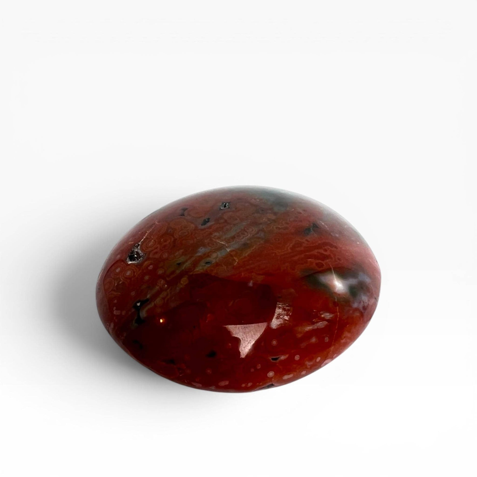 Marovato Ocean Jasper Palm Stone - XL Veinless Orbicular Jasper Crystal from Madagascar