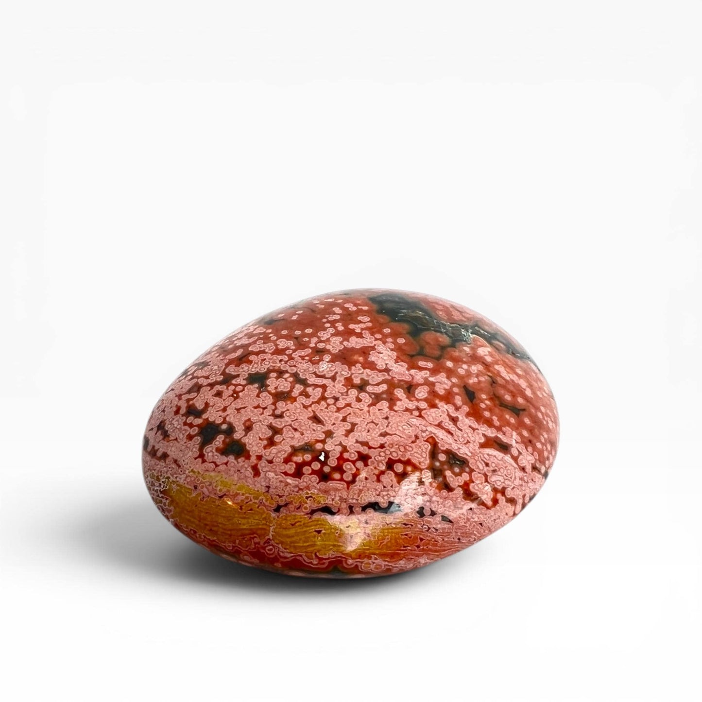 Marovato Ocean Jasper Palm Stone - Veinless Orbicular Jasper from Madagascar