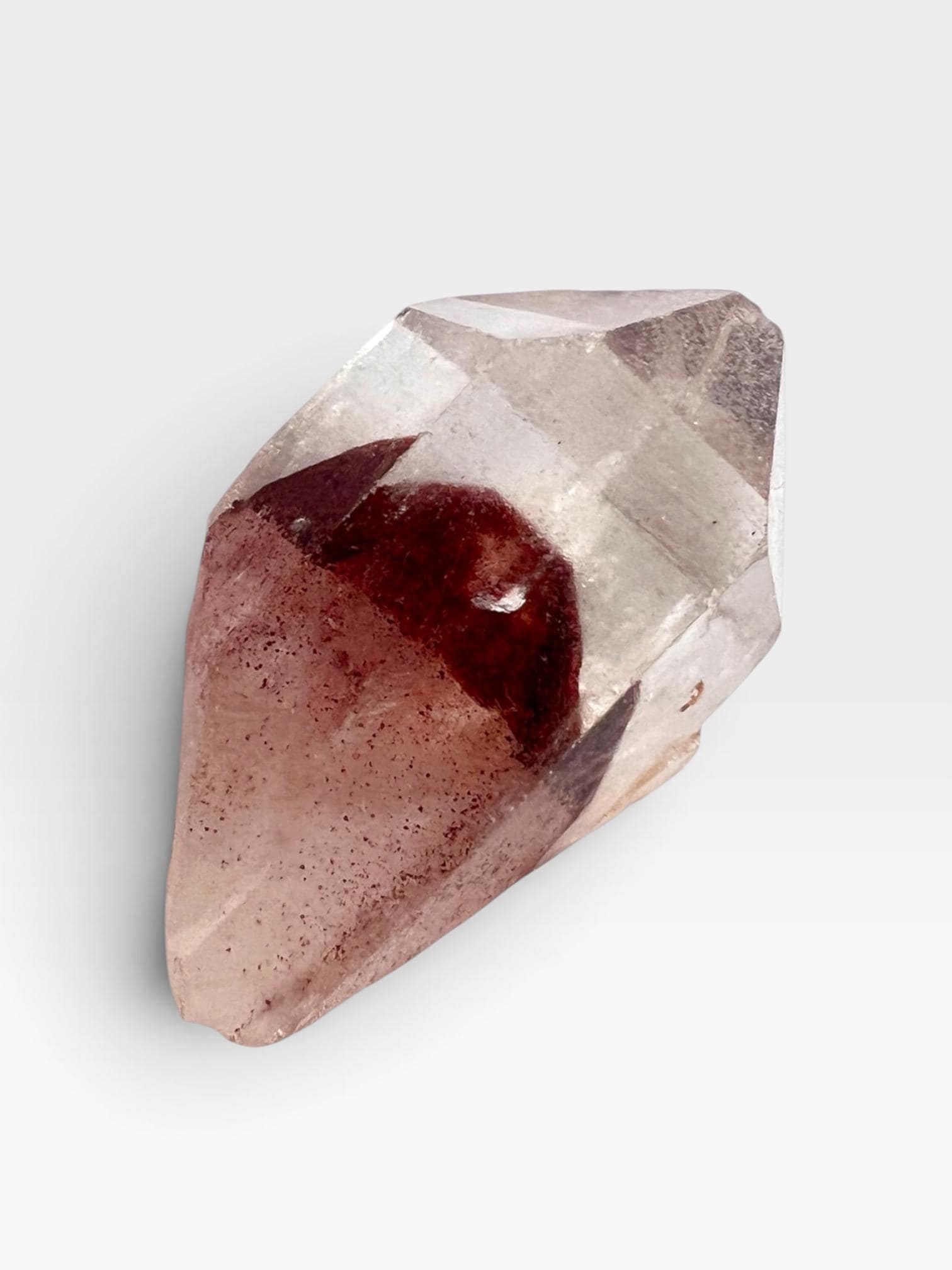 Sunset Phantom Crystal: Natural Raw Hematite included Quartz from India