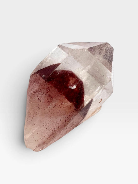 Sunset Phantom Crystal: Natural Raw Hematite included Quartz from India