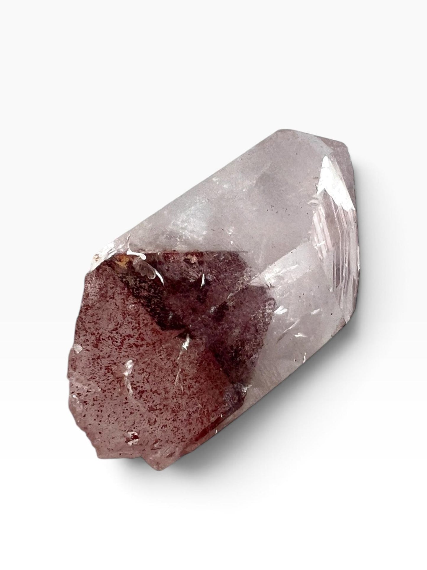 Sunset Phantom Crystal: Natural Raw Hematite included Quartz from India