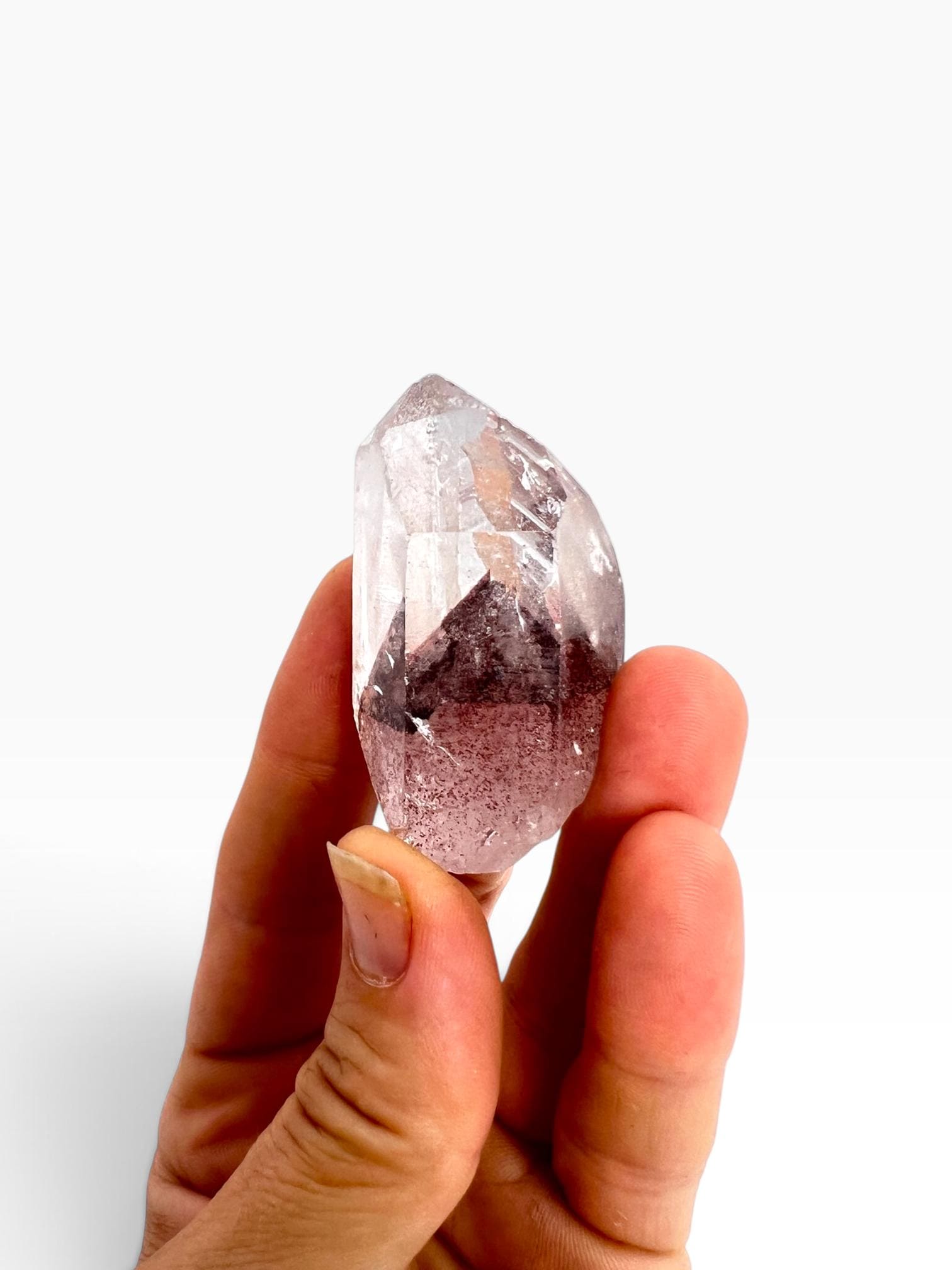 Sunset Phantom Crystal: Natural Raw Hematite included Quartz from India