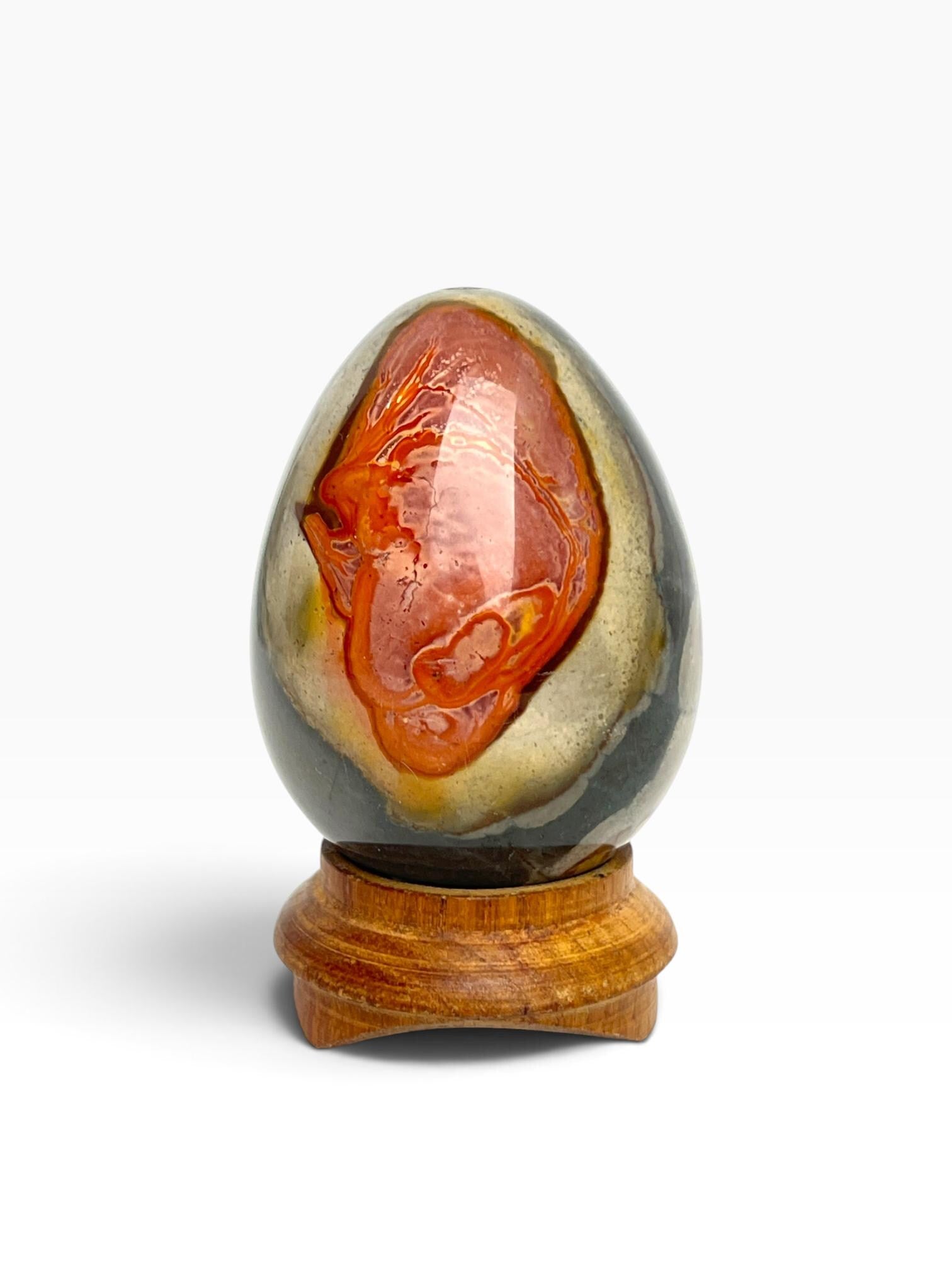 Polychrome Jasper Polished Egg: Madagascar Carved Crystal Egg