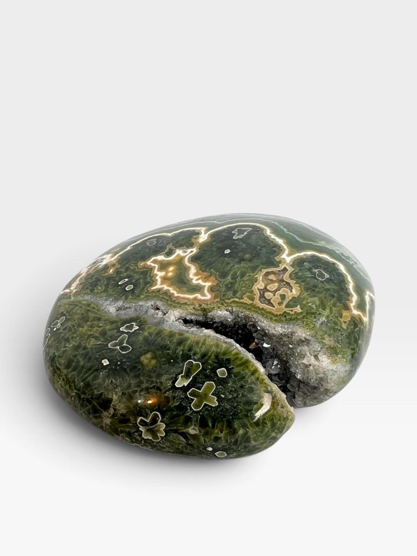 Ocean Jasper Old Stock Crystal Palm Stone: Marovato Vein 7 XL